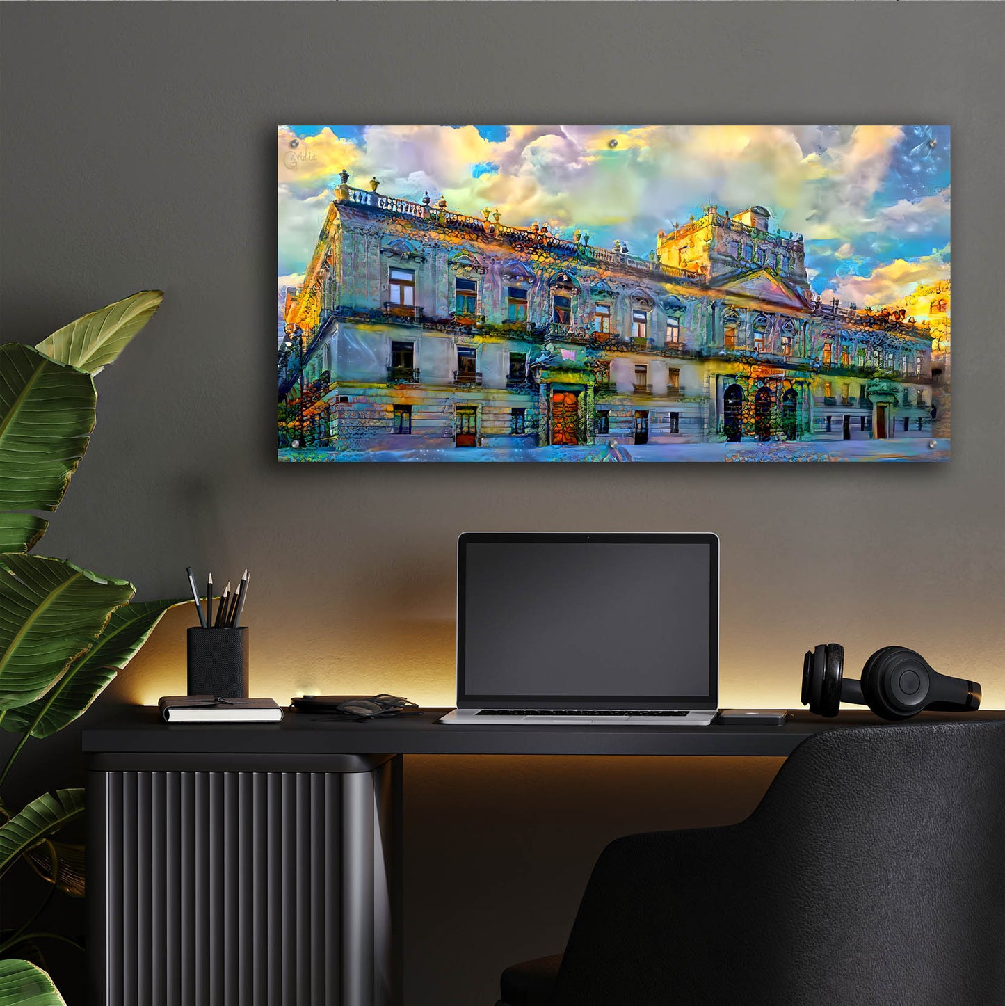 Epic Art 'Mexico City Palace of Mines' by Pedro Gavidia, Acrylic Glass Wall Art,48x24