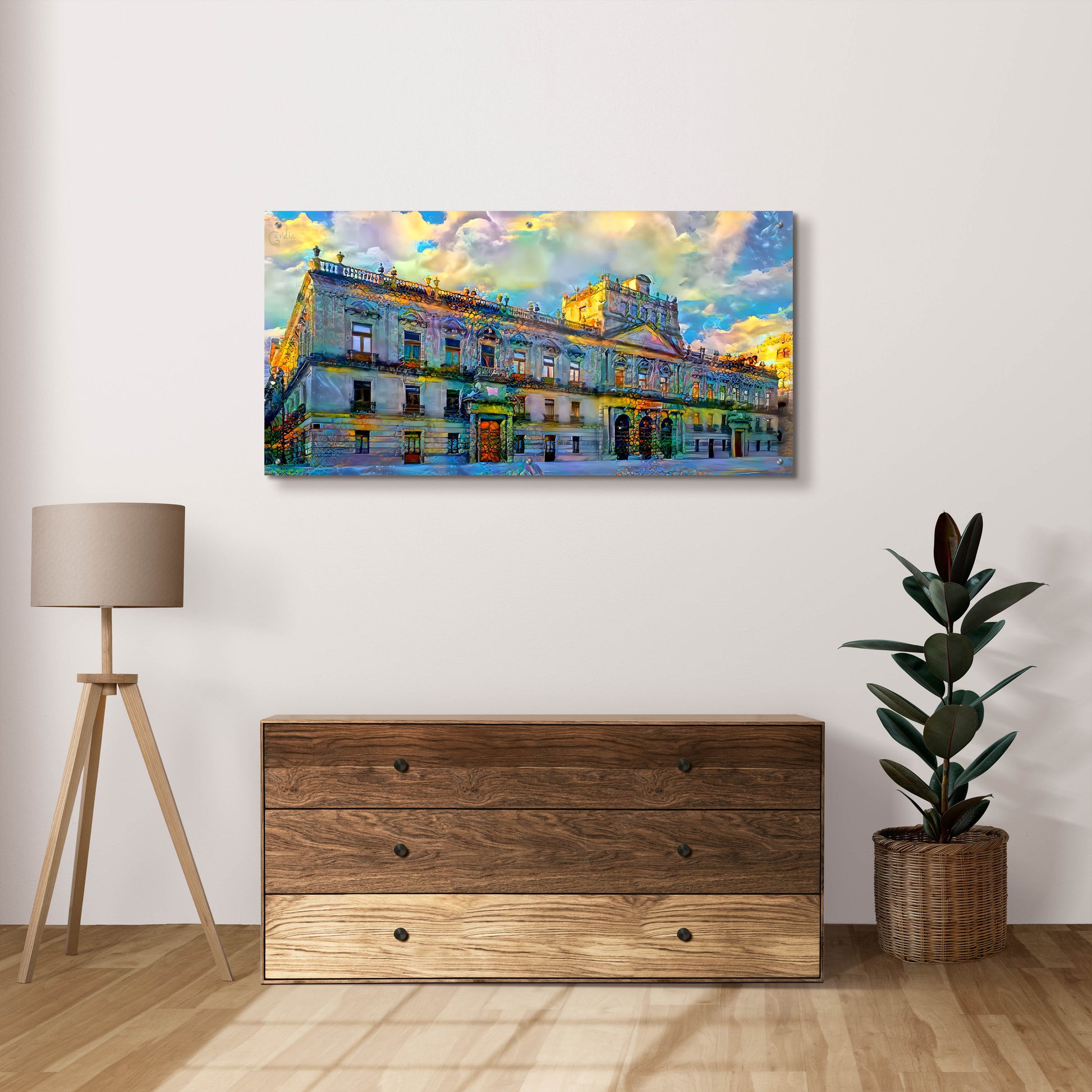 Epic Art 'Mexico City Palace of Mines' by Pedro Gavidia, Acrylic Glass Wall Art,48x24