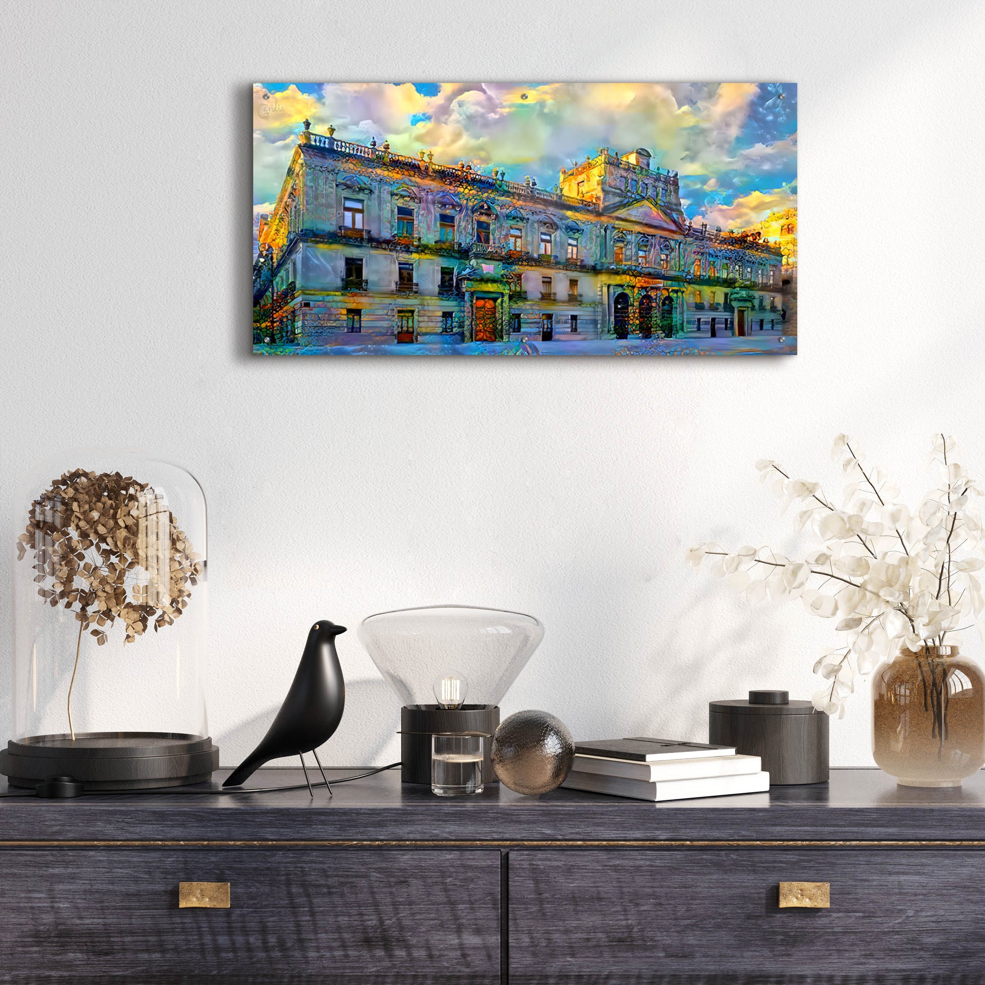 Epic Art 'Mexico City Palace of Mines' by Pedro Gavidia, Acrylic Glass Wall Art,48x24