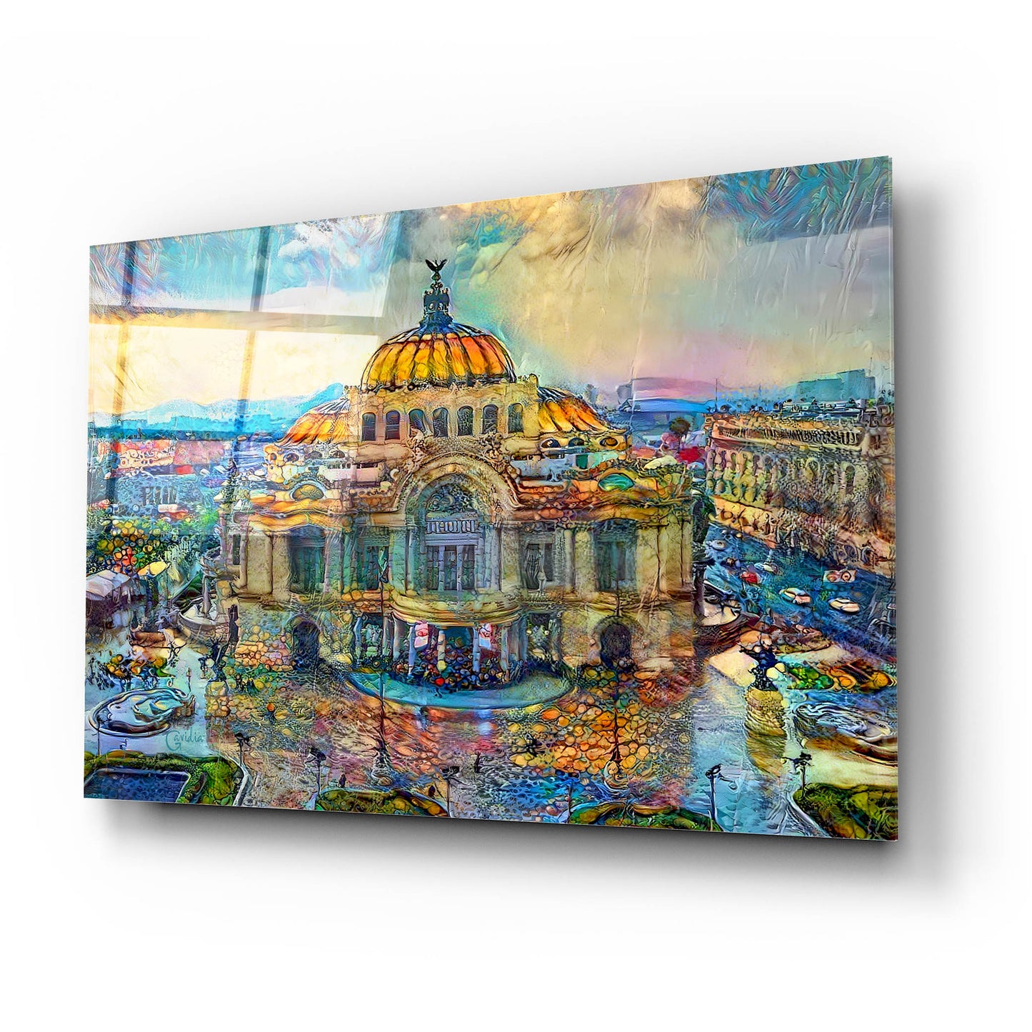 Epic Art 'Mexico City Palace of Fine Arts in the rain' by Pedro Gavidia, Acrylic Glass Wall Art,24x16