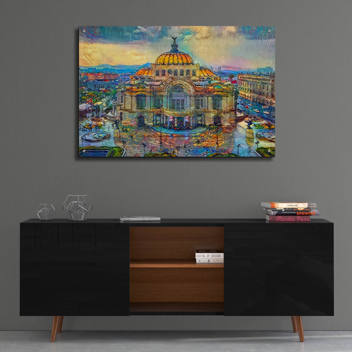 Epic Art 'Mexico City Palace of Fine Arts in the rain' by Pedro Gavidia, Acrylic Glass Wall Art,36x24