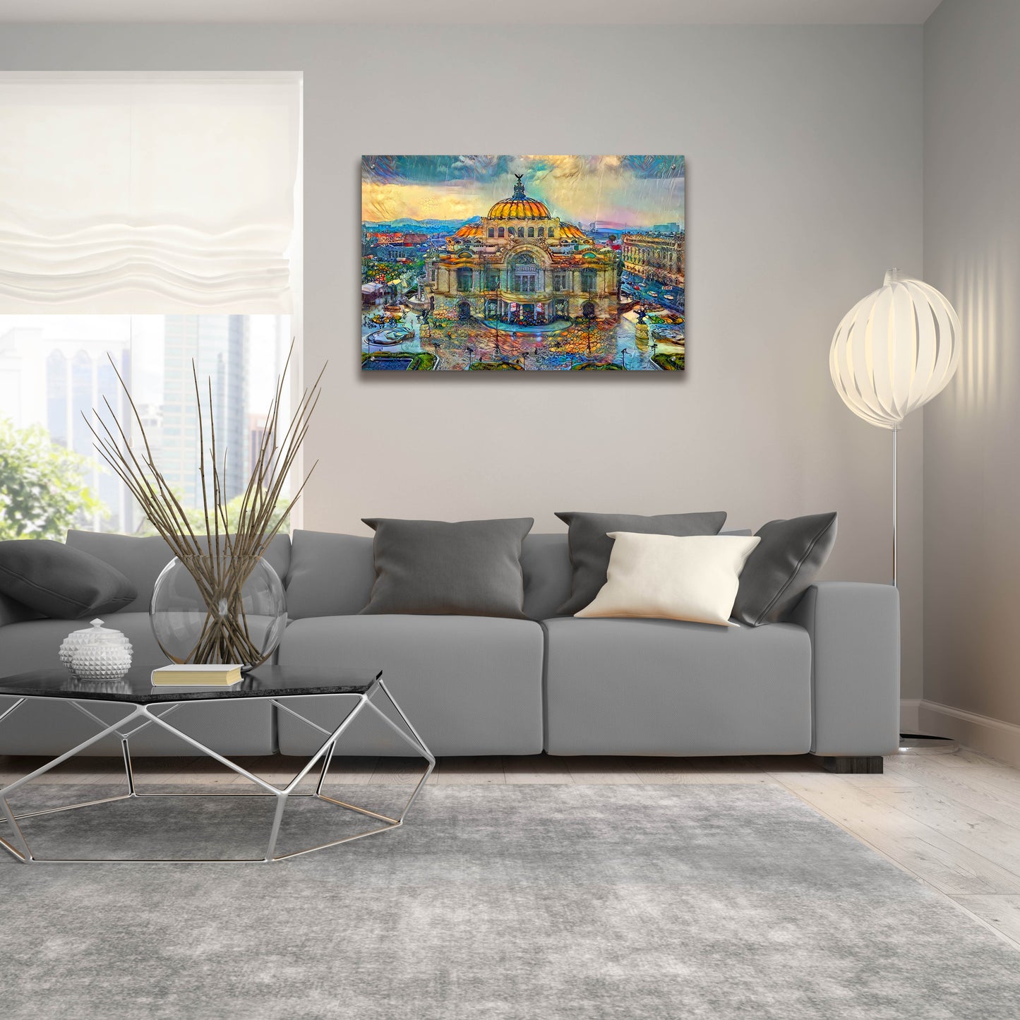 Epic Art 'Mexico City Palace of Fine Arts in the rain' by Pedro Gavidia, Acrylic Glass Wall Art,36x24