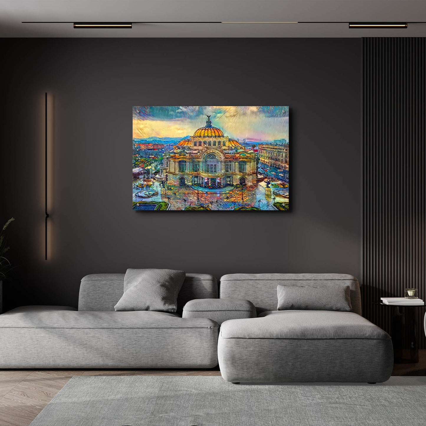 Epic Art 'Mexico City Palace of Fine Arts in the rain' by Pedro Gavidia, Acrylic Glass Wall Art,36x24