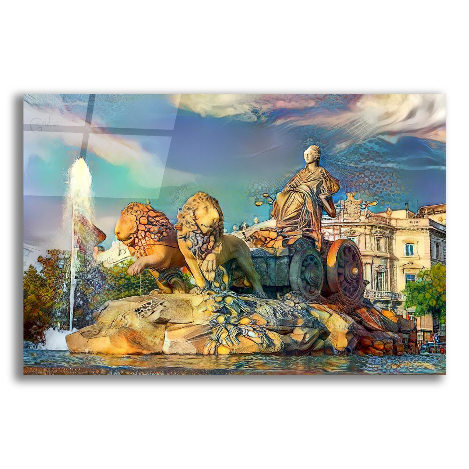 Epic Art 'Madrid Spain Cibeles Fountain' by Pedro Gavidia, Acrylic Glass Wall Art,16x12