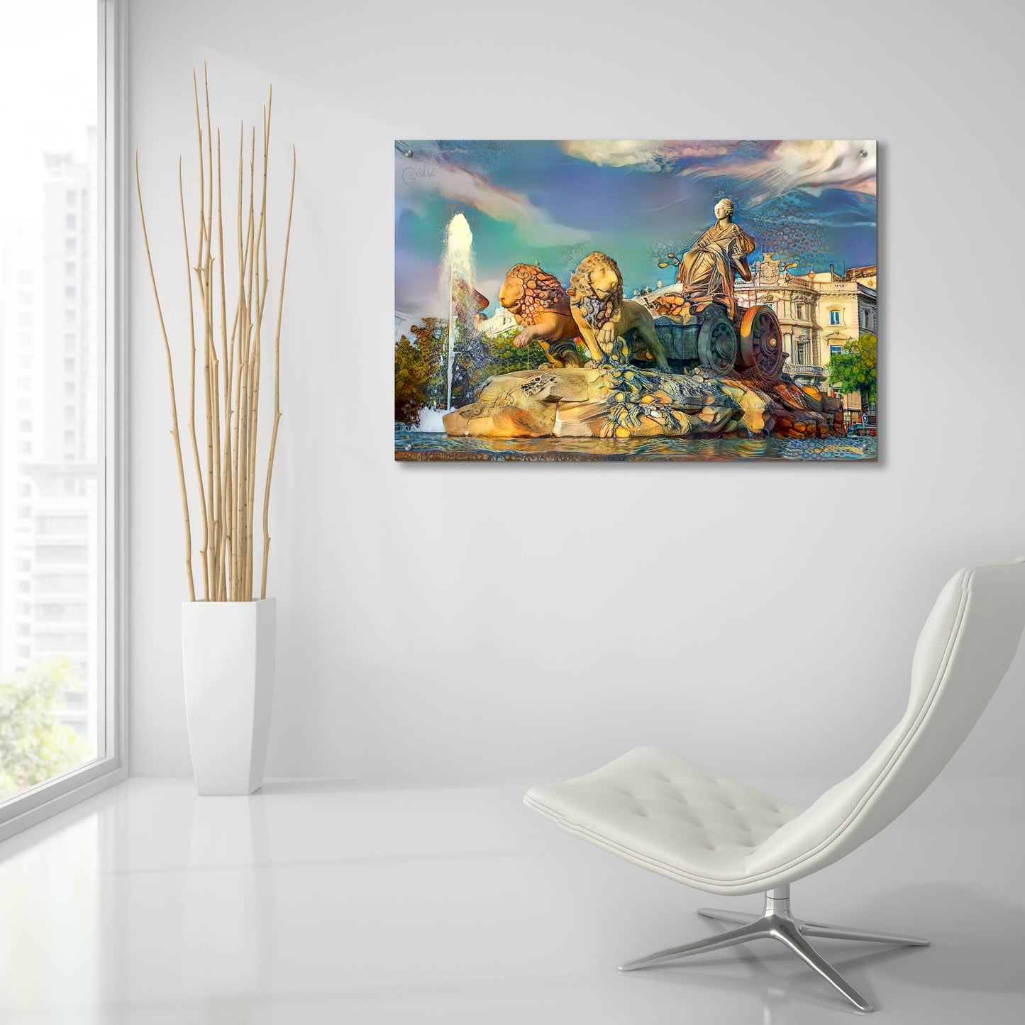 Epic Art 'Madrid Spain Cibeles Fountain' by Pedro Gavidia, Acrylic Glass Wall Art,36x24