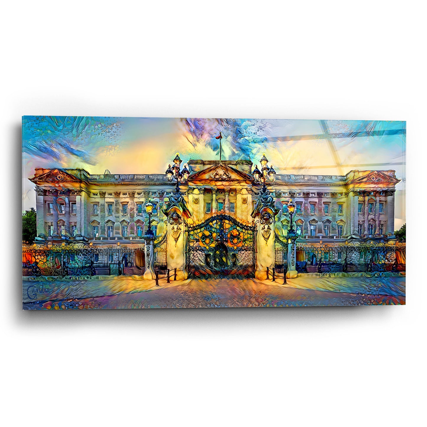 Epic Art 'London England Buckingham Palace' by Pedro Gavidia, Acrylic Glass Wall Art,24x12