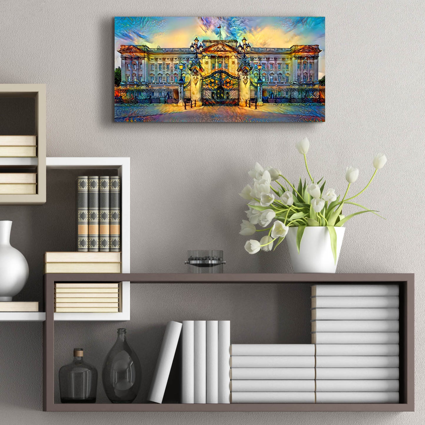 Epic Art 'London England Buckingham Palace' by Pedro Gavidia, Acrylic Glass Wall Art,24x12