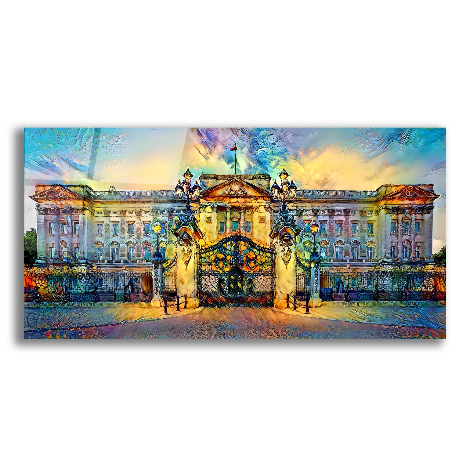 Epic Art 'London England Buckingham Palace' by Pedro Gavidia, Acrylic Glass Wall Art,24x12