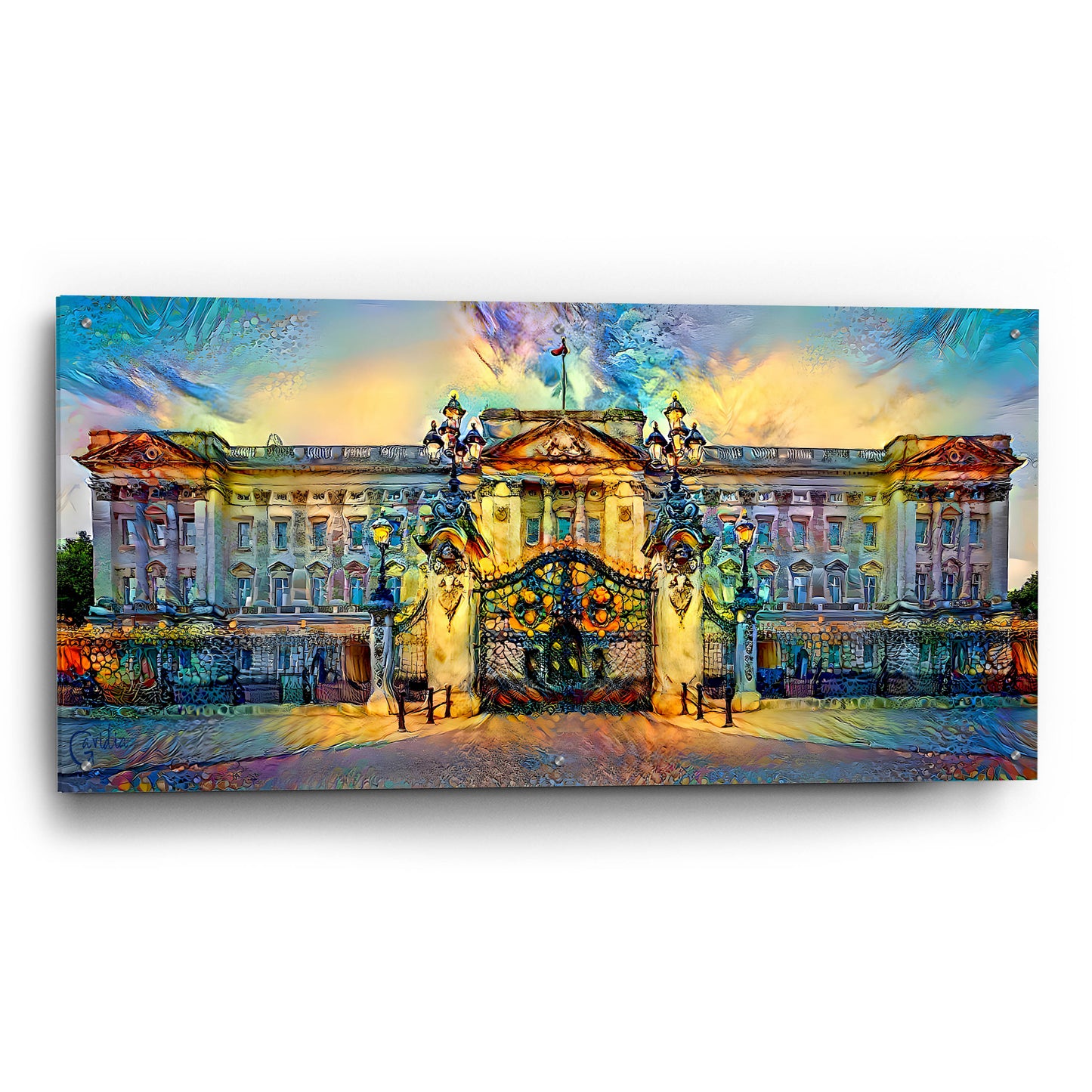 Epic Art 'London England Buckingham Palace' by Pedro Gavidia, Acrylic Glass Wall Art,48x24