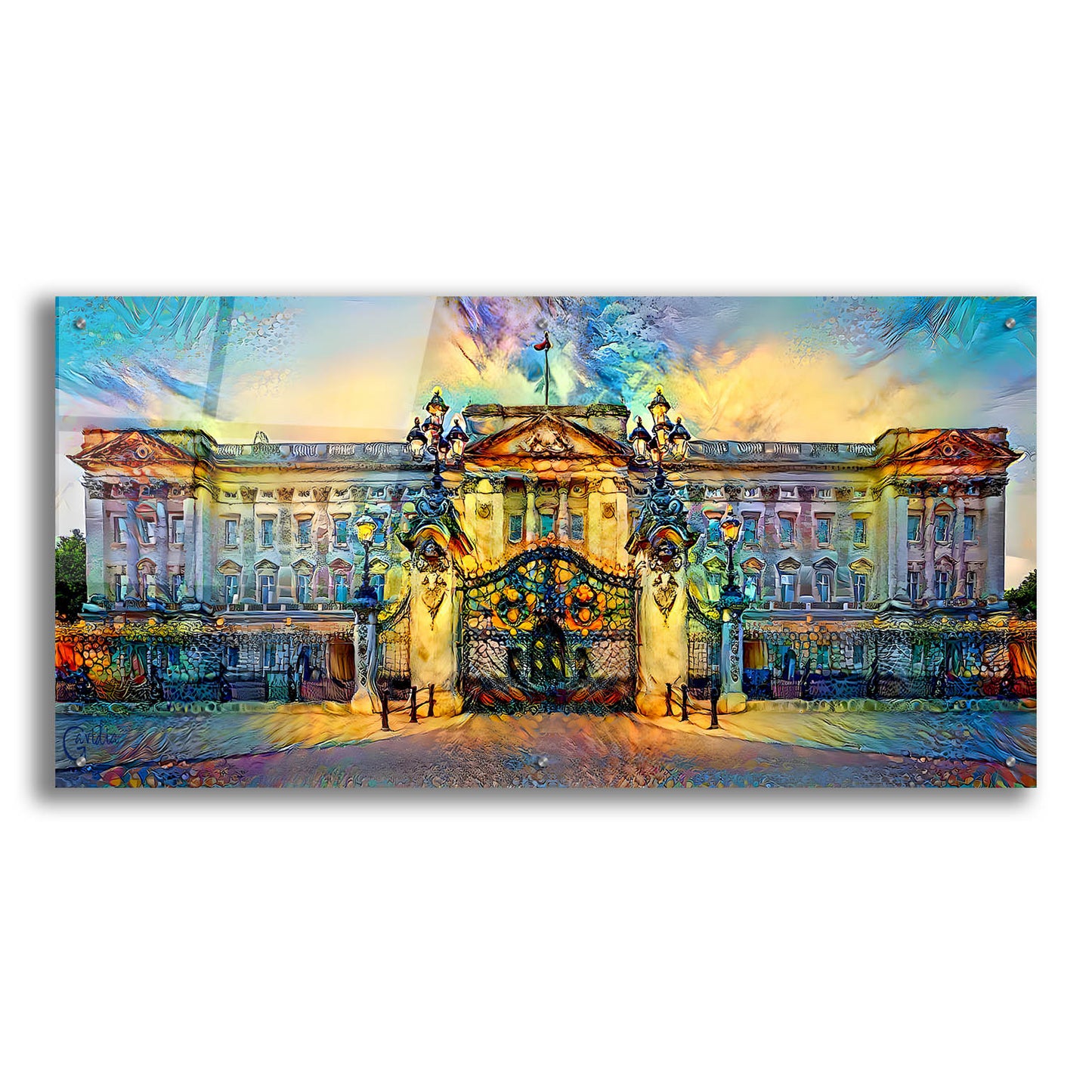 Epic Art 'London England Buckingham Palace' by Pedro Gavidia, Acrylic Glass Wall Art,48x24