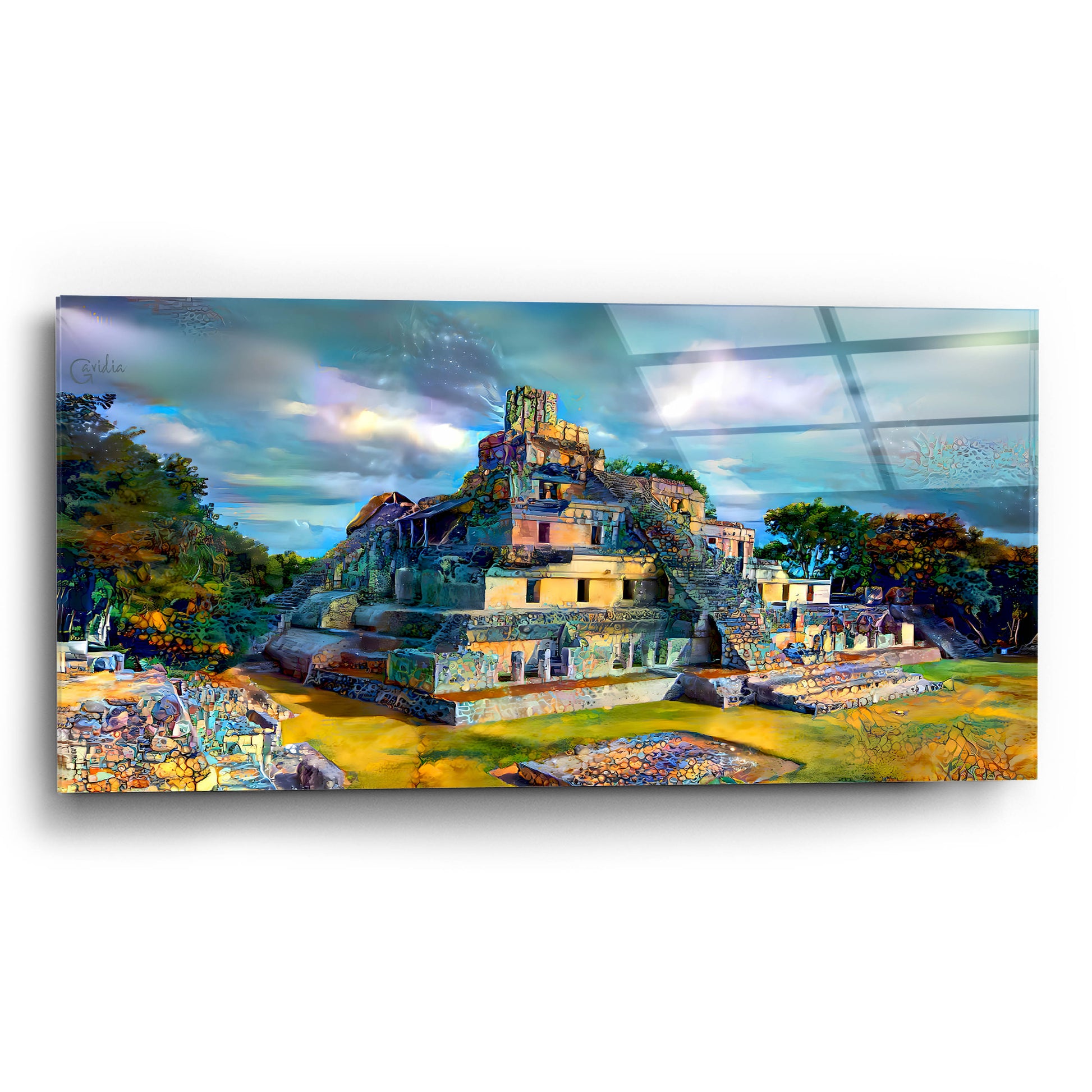 Epic Art 'Campeche Mexico Edzna Pyramid' by Pedro Gavidia, Acrylic Glass Wall Art,24x12