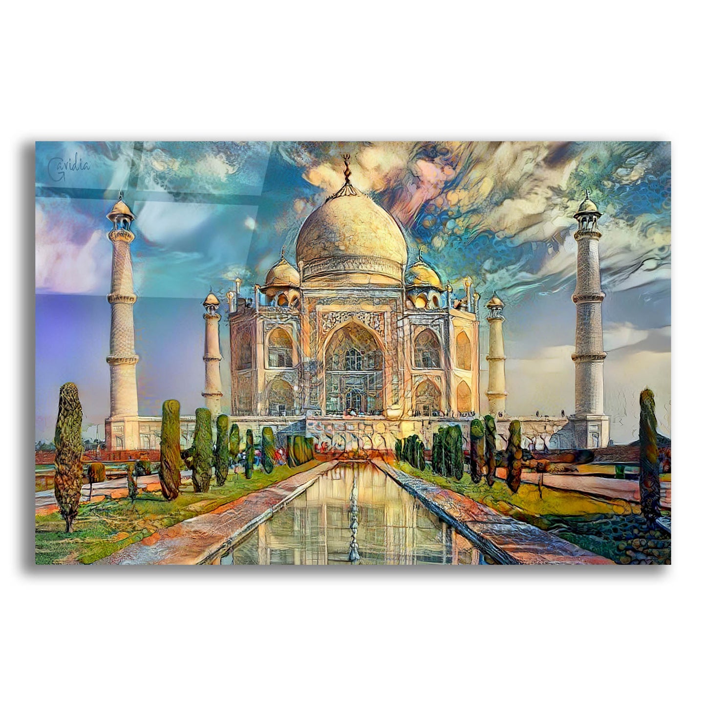 Epic Art 'Agra Uttar Pradesh India Taj Mahal' by Pedro Gavidia, Acrylic Glass Wall Art,16x12