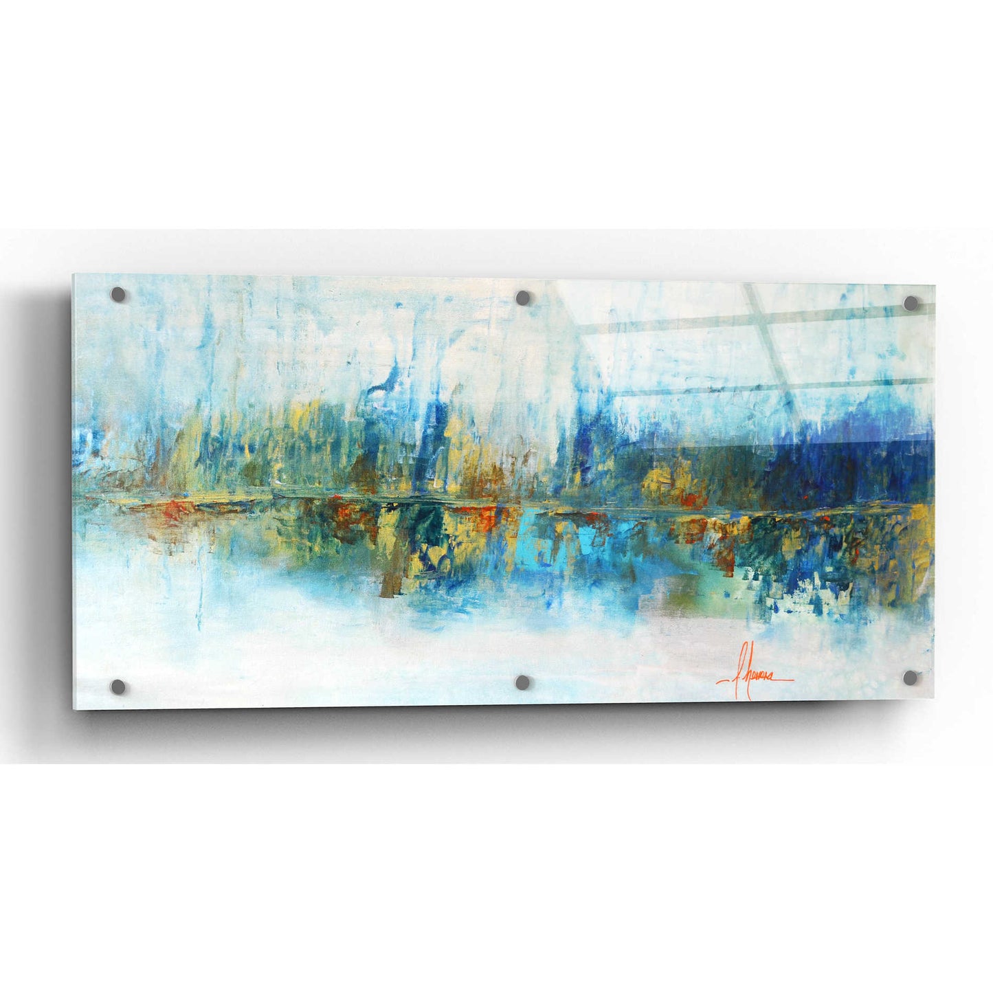Epic Art 'Aqua Azul' by Leticia Herrera, Acrylic Glass Wall Art,24x12