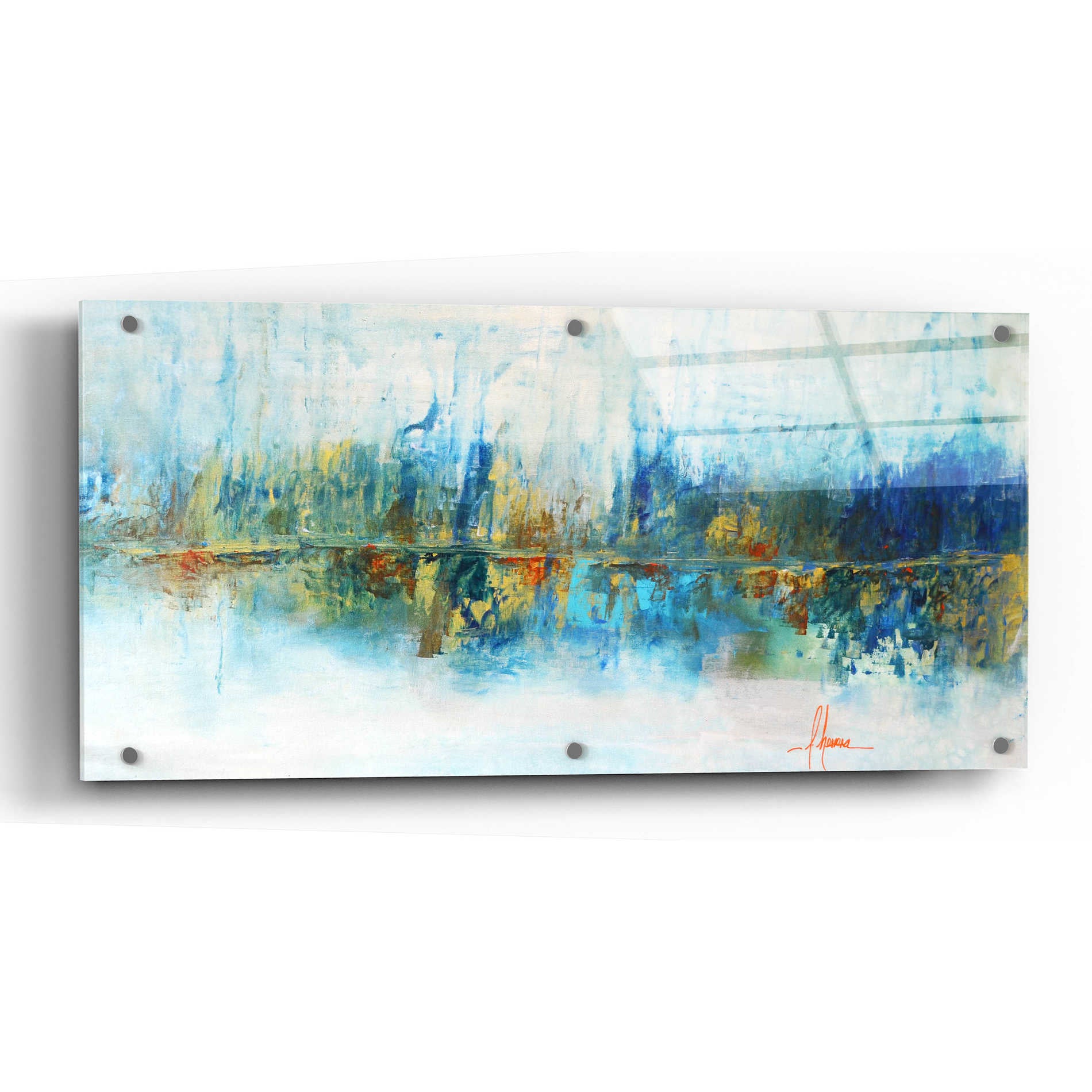 Epic Art 'Aqua Azul' by Leticia Herrera, Acrylic Glass Wall Art,48x24