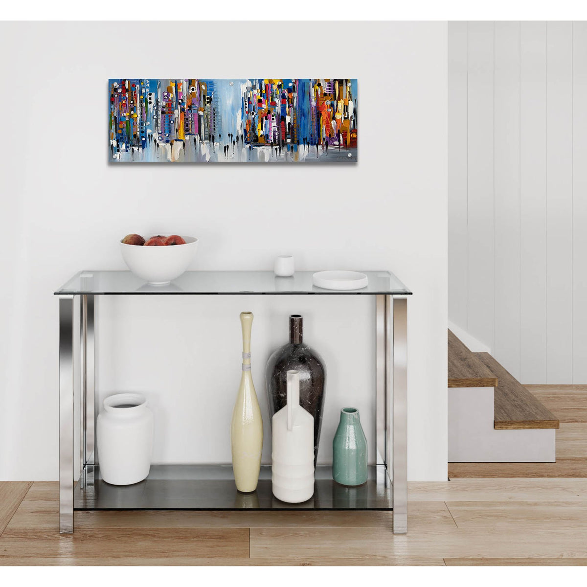 Epic Art 'Charming City' by Ekaterina Ermilkina, Acrylic Glass Wall Art,36x12