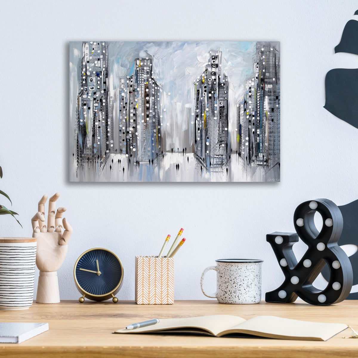 Epic Art 'City Street Scene' by Ekaterina Ermilkina, Acrylic Glass Wall Art,16x12