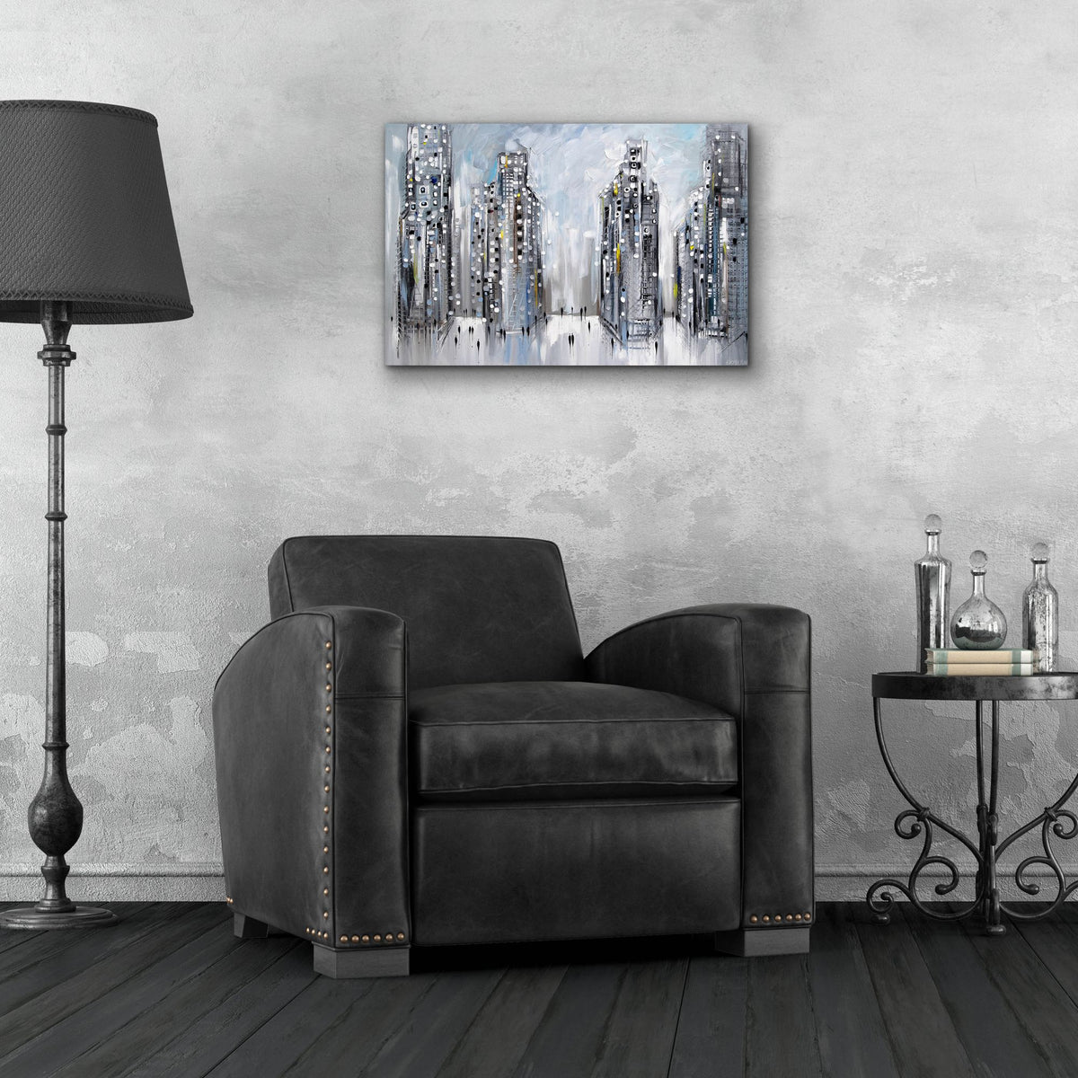 Epic Art 'City Street Scene' by Ekaterina Ermilkina, Acrylic Glass Wall Art,24x16