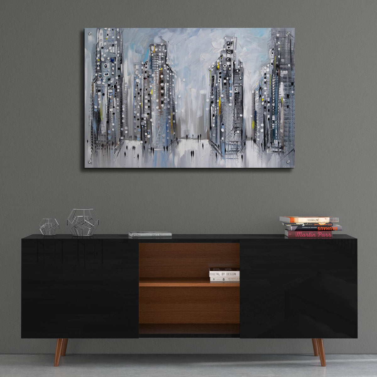 Epic Art 'City Street Scene' by Ekaterina Ermilkina, Acrylic Glass Wall Art,36x24