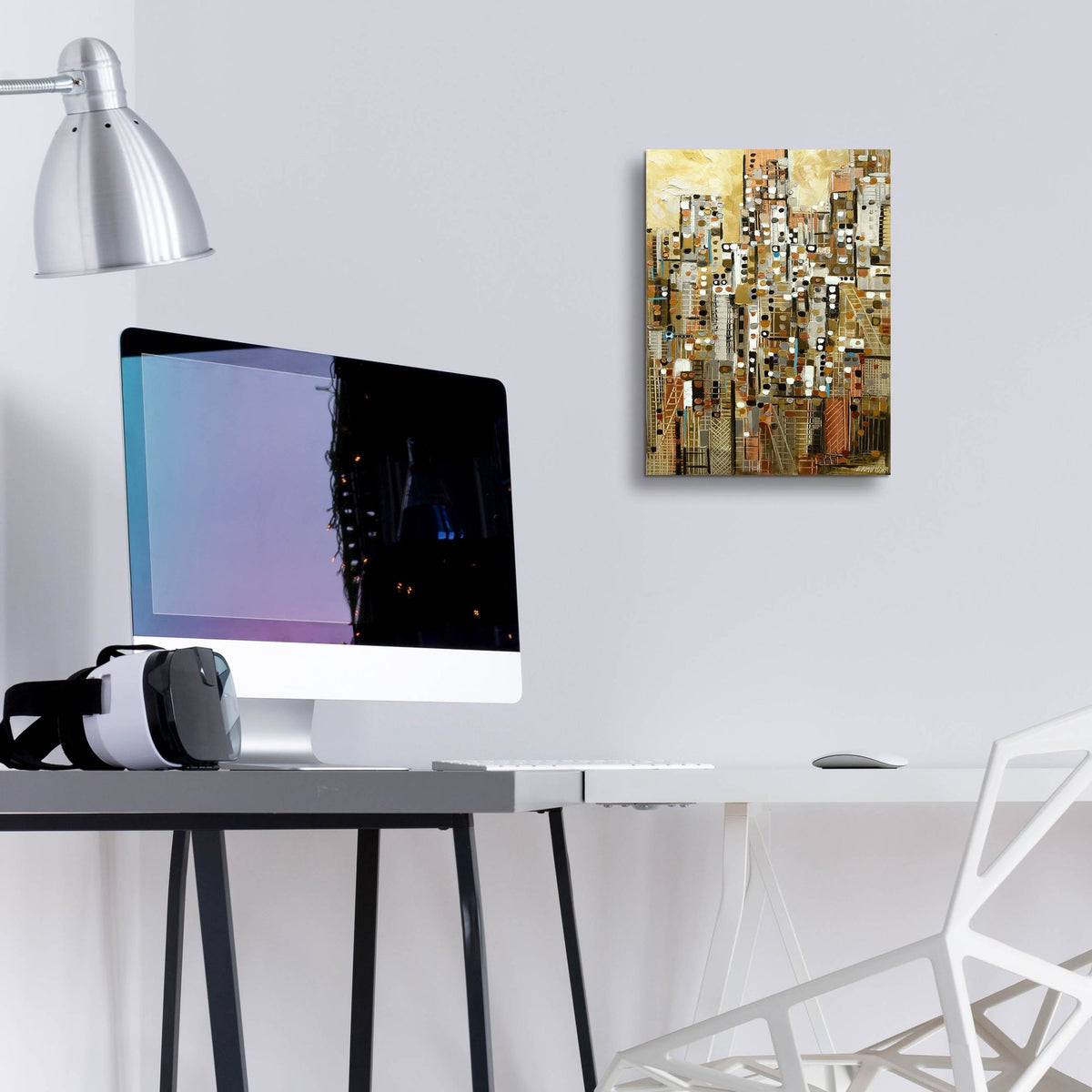 Epic Art 'Golden Cityscape' by Ekaterina Ermilkina, Acrylic Glass Wall Art,12x16