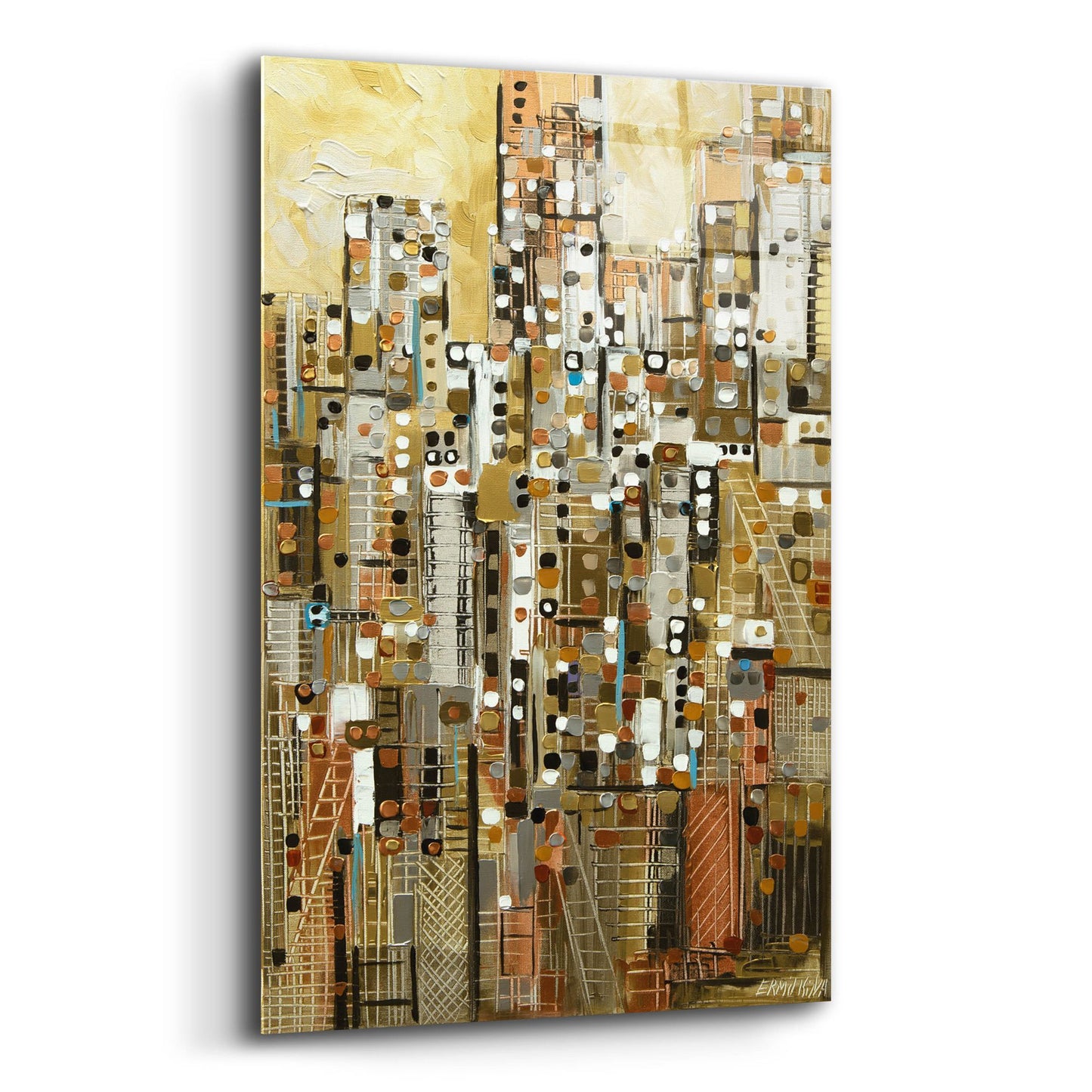 Epic Art 'Golden Cityscape' by Ekaterina Ermilkina, Acrylic Glass Wall Art,16x24