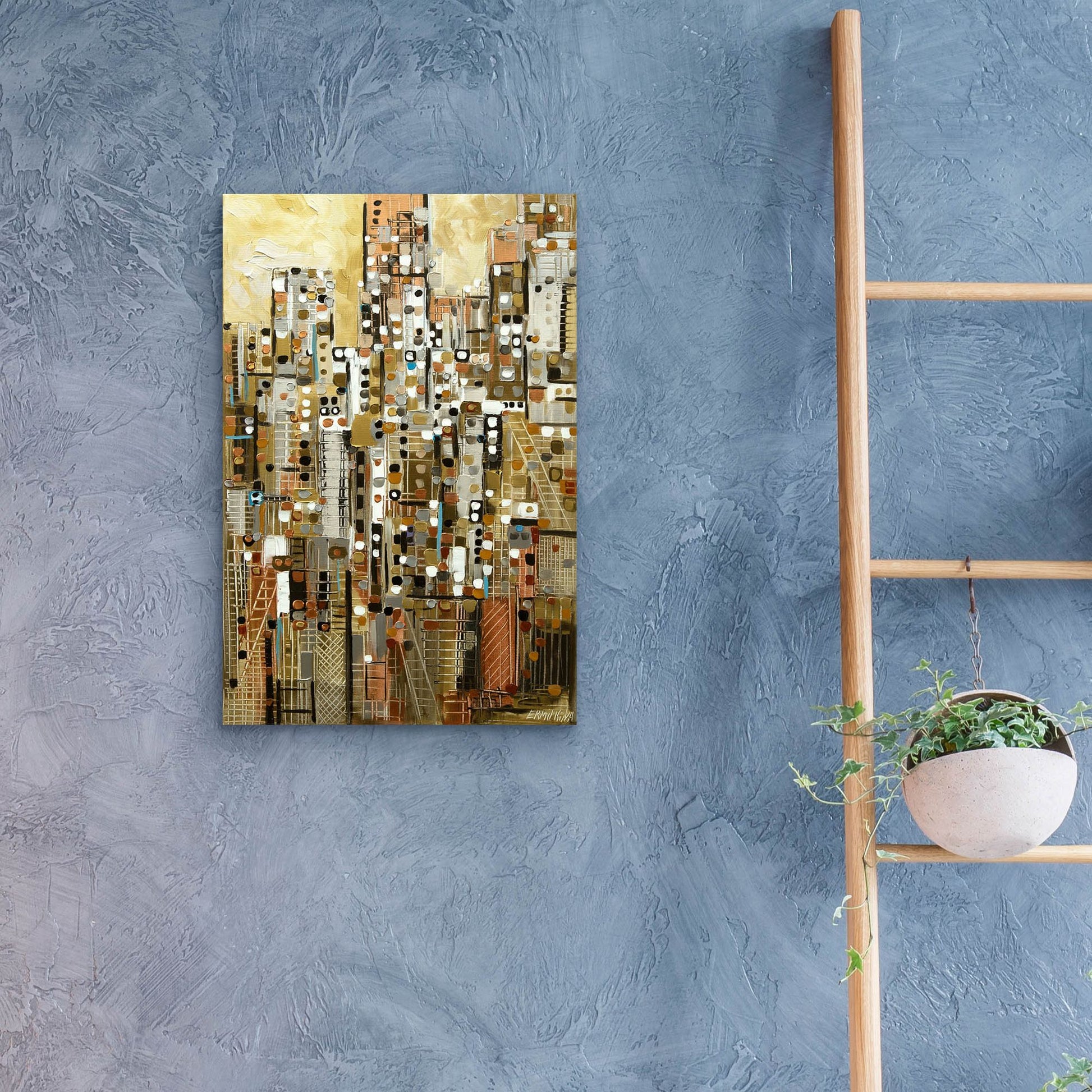 Epic Art 'Golden Cityscape' by Ekaterina Ermilkina, Acrylic Glass Wall Art,16x24