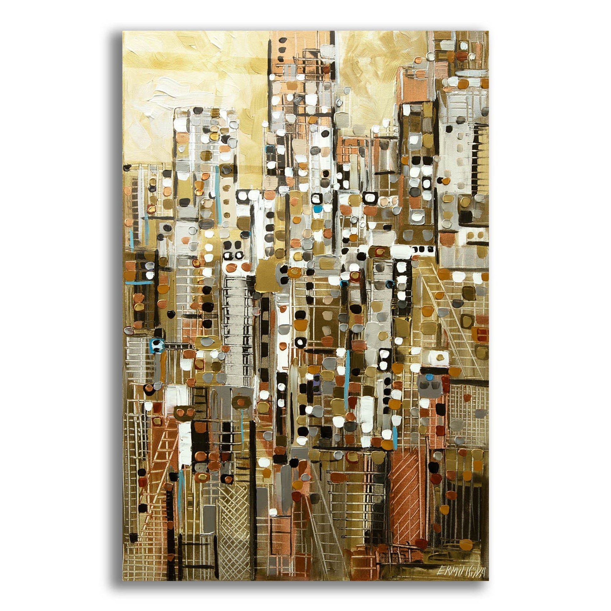 Epic Art 'Golden Cityscape' by Ekaterina Ermilkina, Acrylic Glass Wall Art,16x24