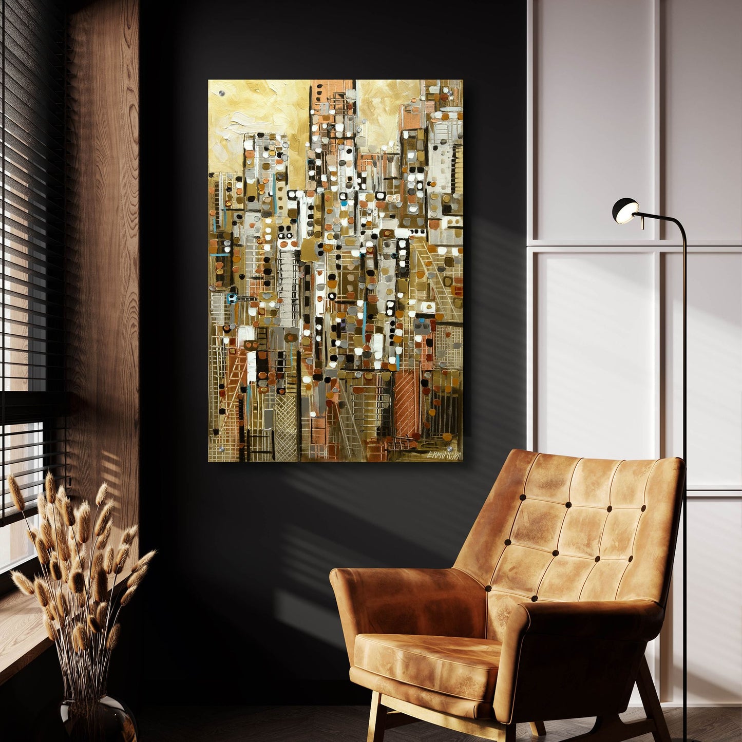 Epic Art 'Golden Cityscape' by Ekaterina Ermilkina, Acrylic Glass Wall Art,24x36