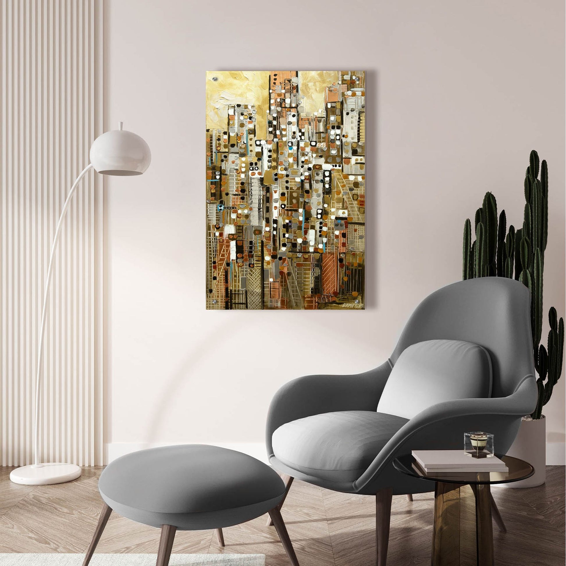 Epic Art 'Golden Cityscape' by Ekaterina Ermilkina, Acrylic Glass Wall Art,24x36