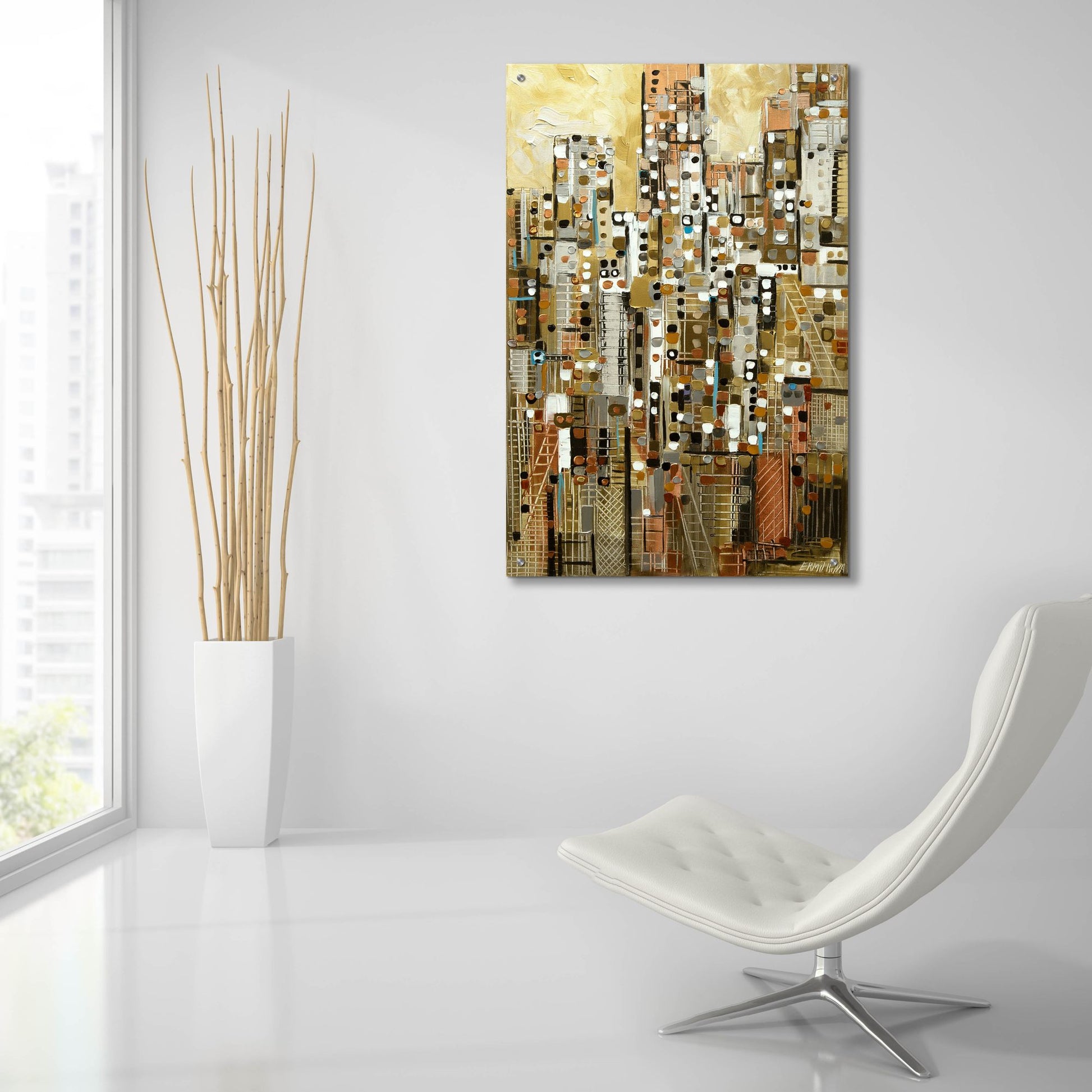 Epic Art 'Golden Cityscape' by Ekaterina Ermilkina, Acrylic Glass Wall Art,24x36