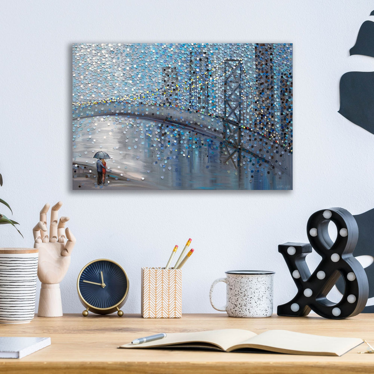 Epic Art 'Rainy Date With The Bridge View' by Ekaterina Ermilkina, Acrylic Glass Wall Art,16x12