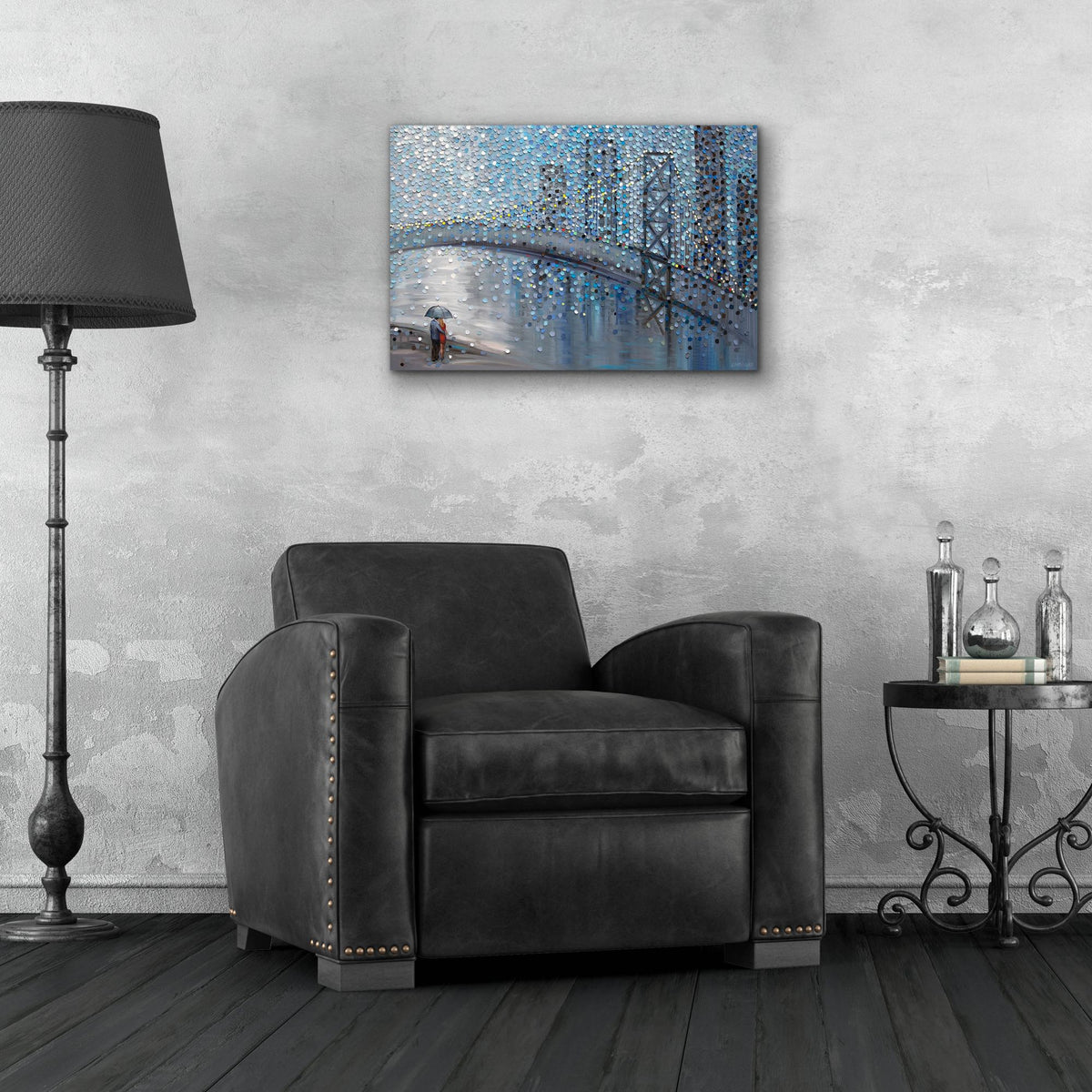 Epic Art 'Rainy Date With The Bridge View' by Ekaterina Ermilkina, Acrylic Glass Wall Art,24x16
