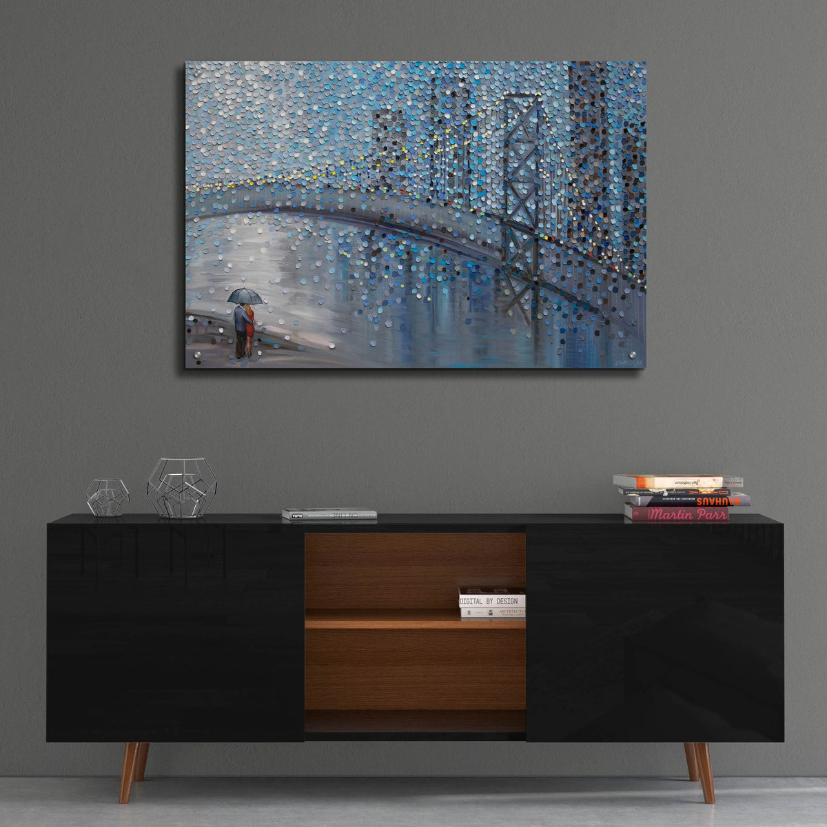 Epic Art 'Rainy Date With The Bridge View' by Ekaterina Ermilkina, Acrylic Glass Wall Art,36x24