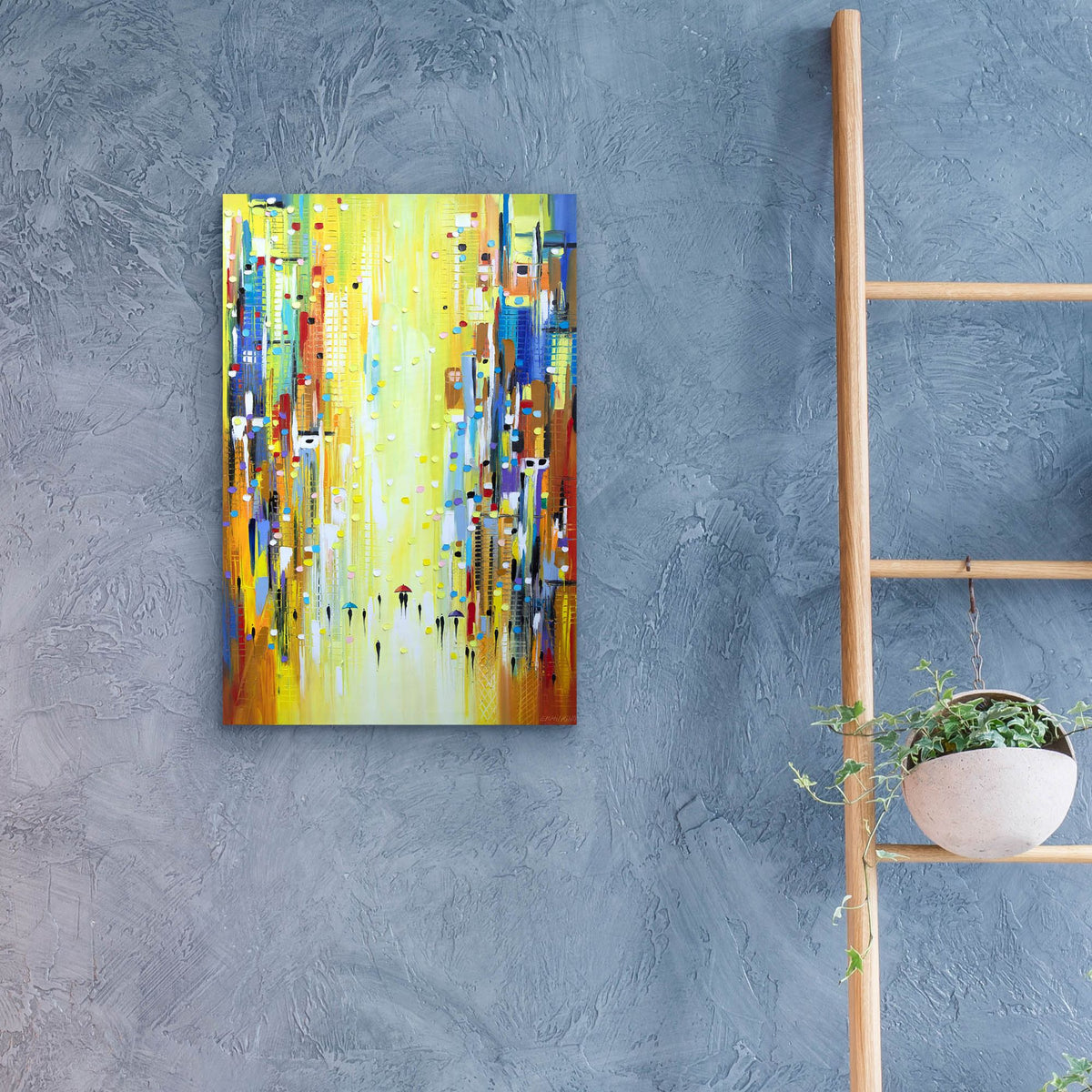 Epic Art 'Three Colorful Umbrellas' by Ekaterina Ermilkina, Acrylic Glass Wall Art,16x24