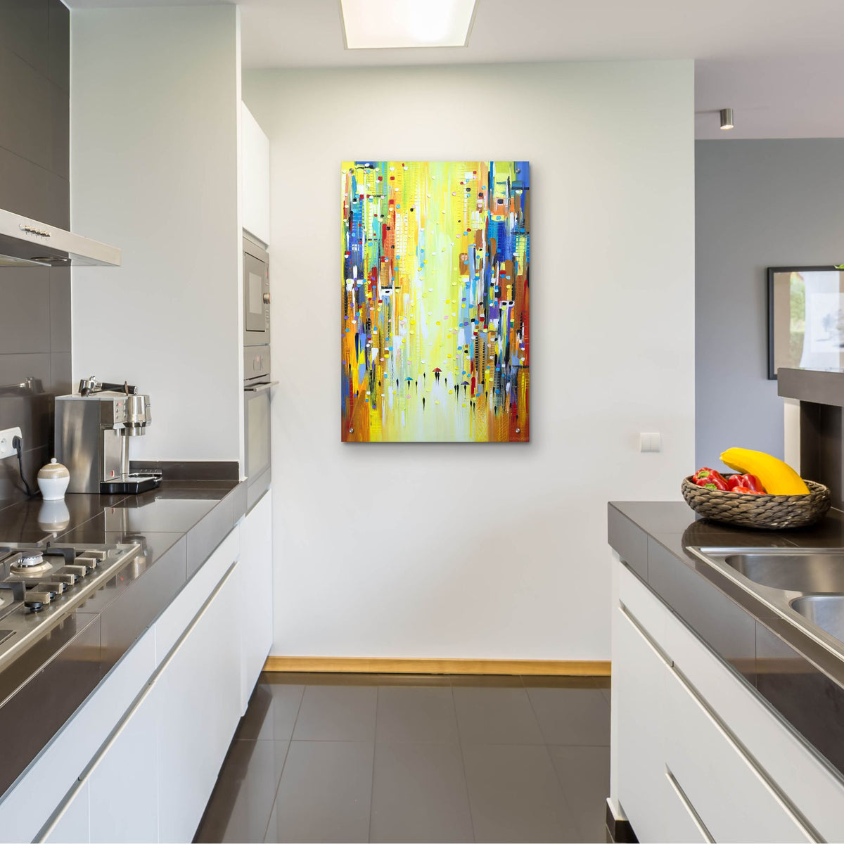 Epic Art 'Three Colorful Umbrellas' by Ekaterina Ermilkina, Acrylic Glass Wall Art,24x36