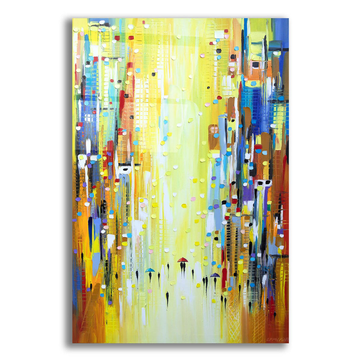 Epic Art 'Three Colorful Umbrellas' by Ekaterina Ermilkina, Acrylic Glass Wall Art