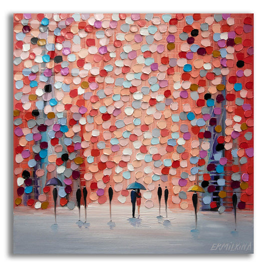 Epic Art 'Together Under The Pink Rain' by Ekaterina Ermilkina, Acrylic Glass Wall Art