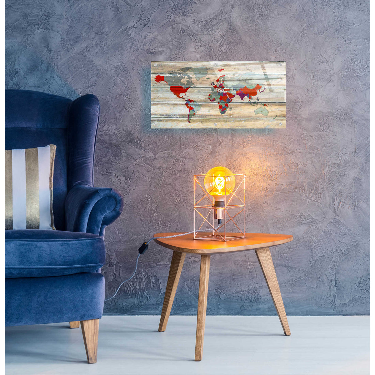Epic Art 'World Map IV' by Irena Orlov,  Acrylic Glass Wall Art,24x12