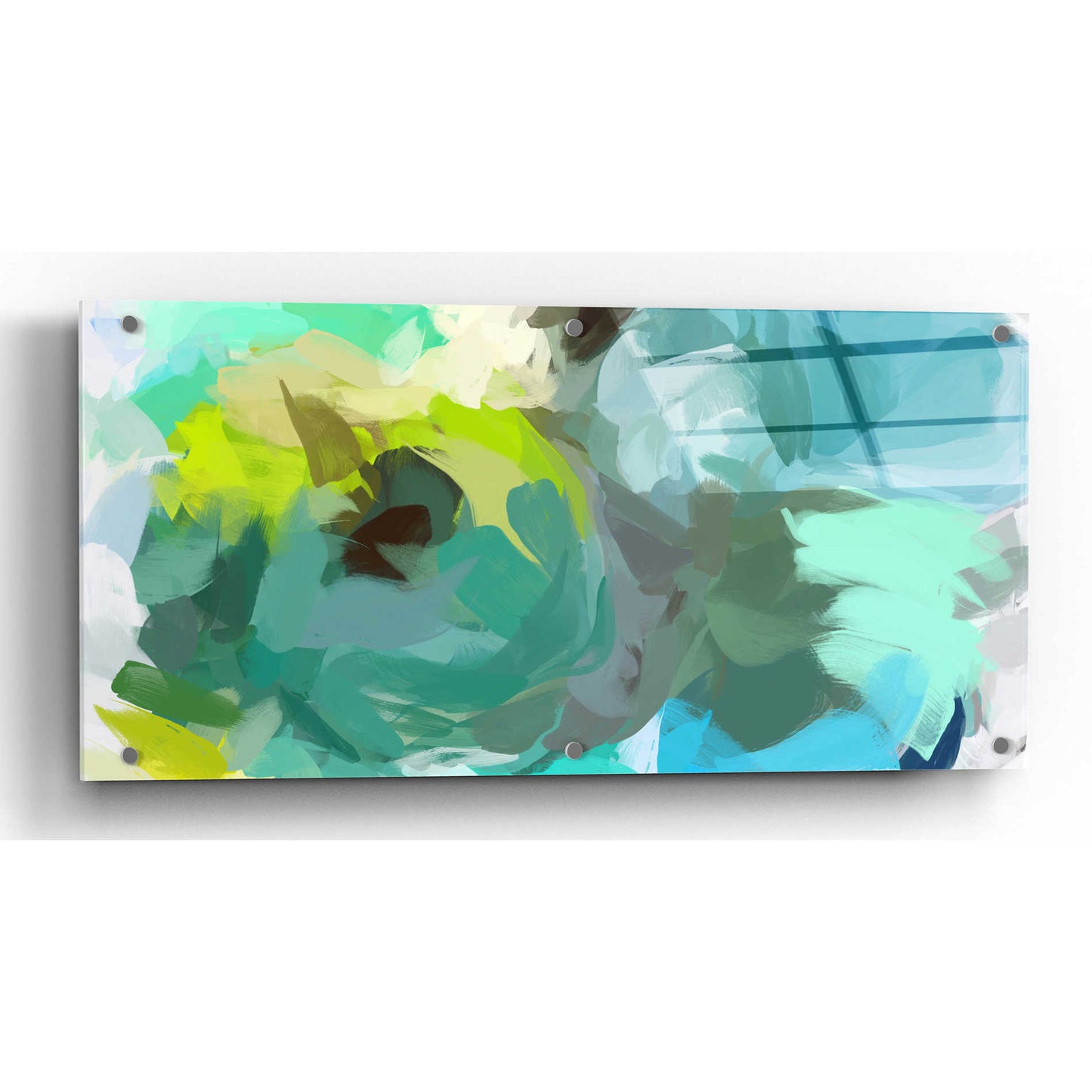 Epic Art 'The Shades of Green Abstract 2' by Irena Orlov,  Acrylic Glass Wall Art,24x12