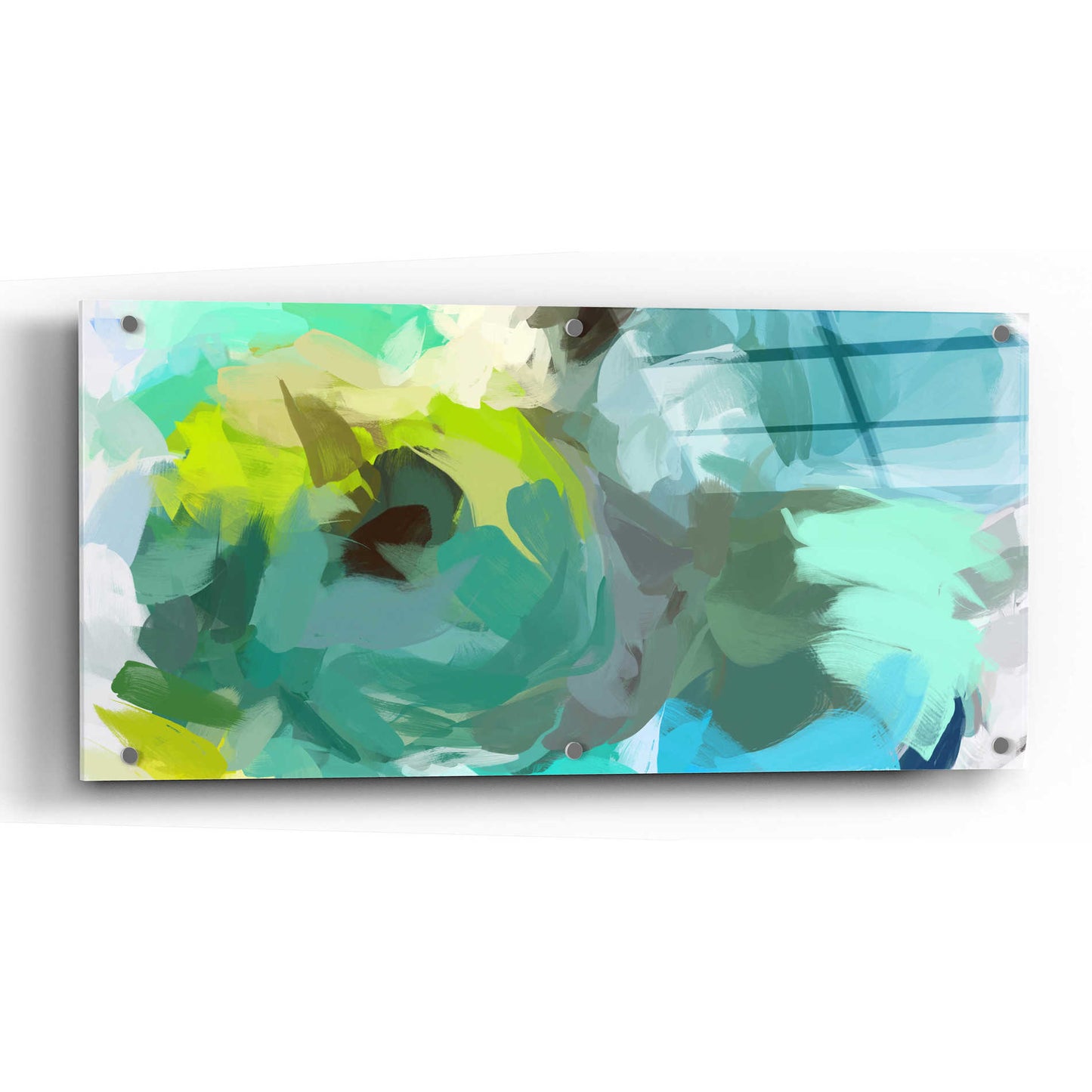 Epic Art 'The Shades of Green Abstract 2' by Irena Orlov,  Acrylic Glass Wall Art,48x24
