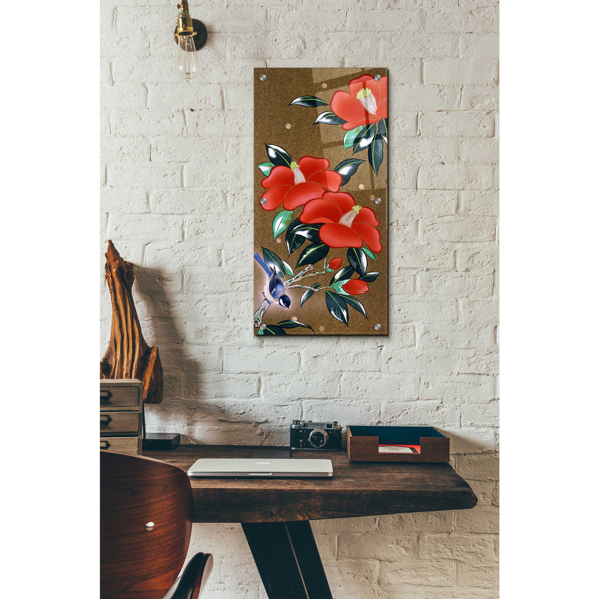Epic Art 'Camellia L' by Zigen Tanabe, Acrylic Glass Wall Art,12x24