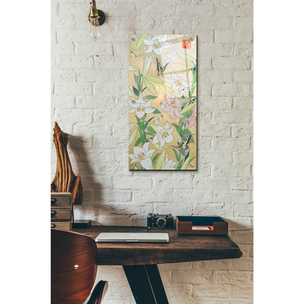 Epic Art 'Lily and Butterfly' by Zigen Tanabe, Acrylic Glass Wall Art,12x24