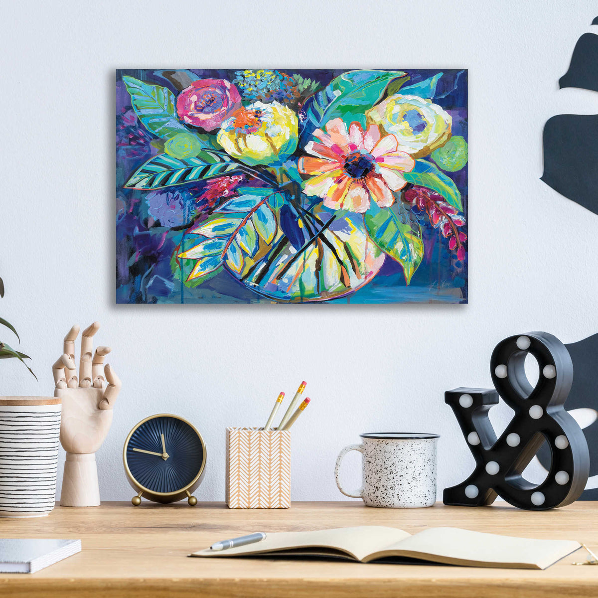 Epic Art 'Happiness' by Jeanette Vertentes, Acrylic Glass Wall Art,16x12
