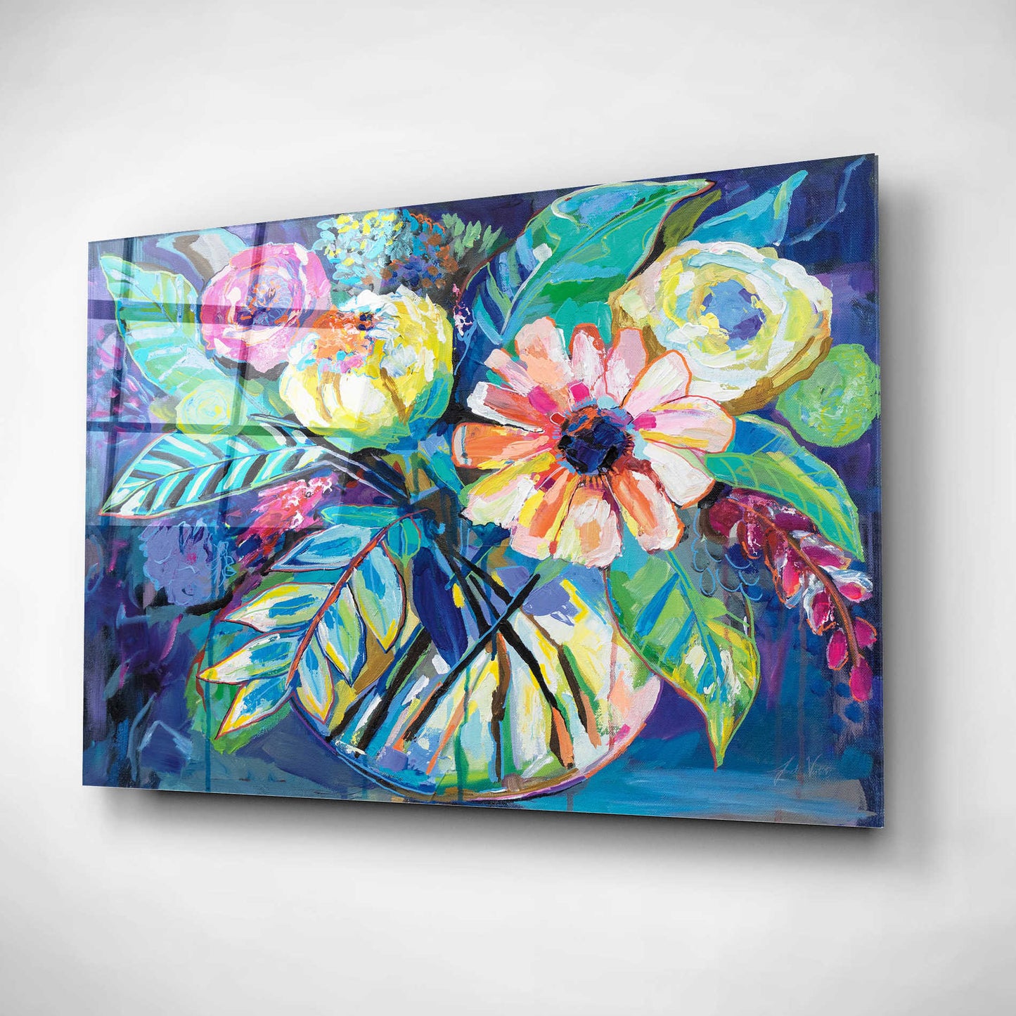 Epic Art 'Happiness' by Jeanette Vertentes, Acrylic Glass Wall Art,24x16