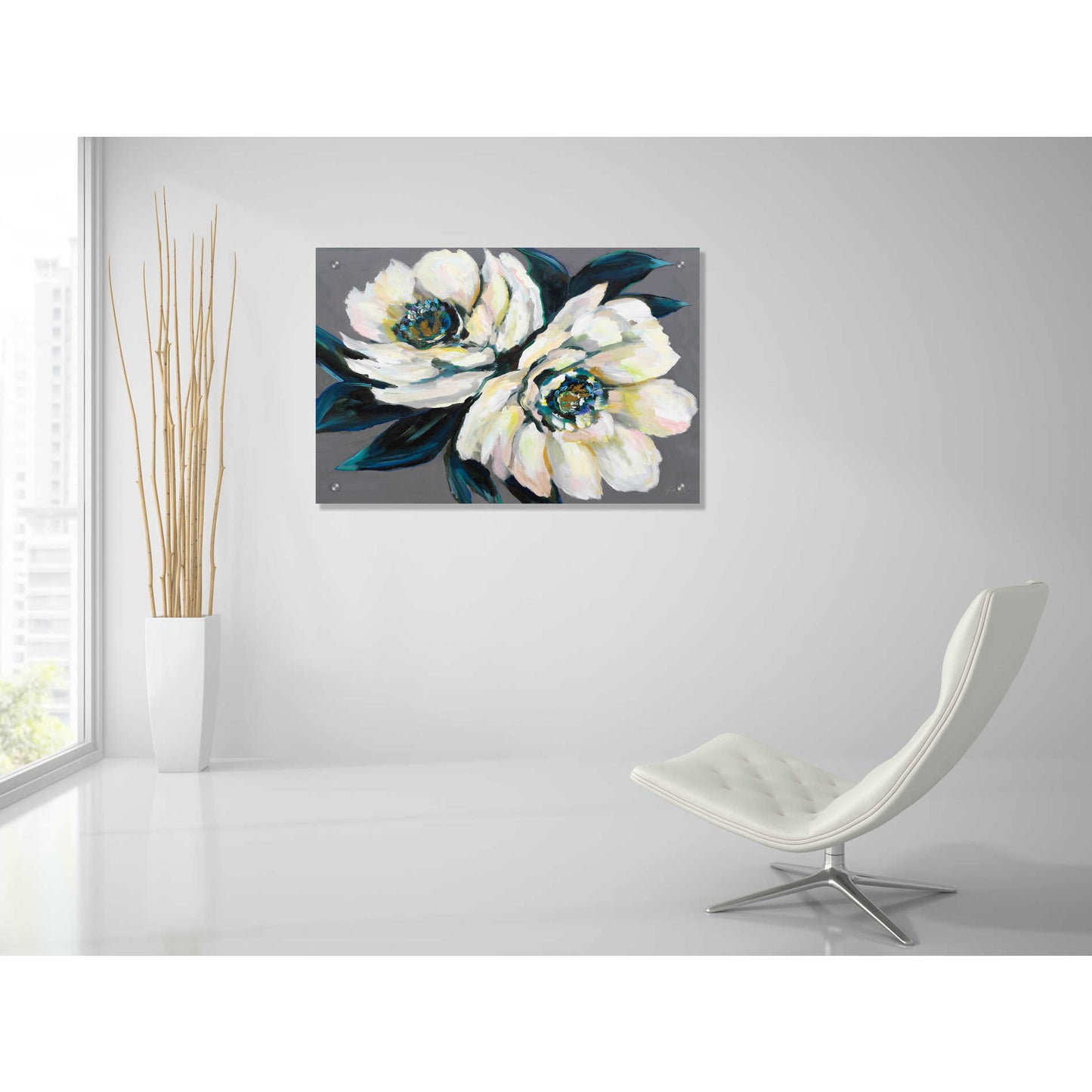 Epic Art 'Peonies' by Jeanette Vertentes, Acrylic Glass Wall Art,36x24