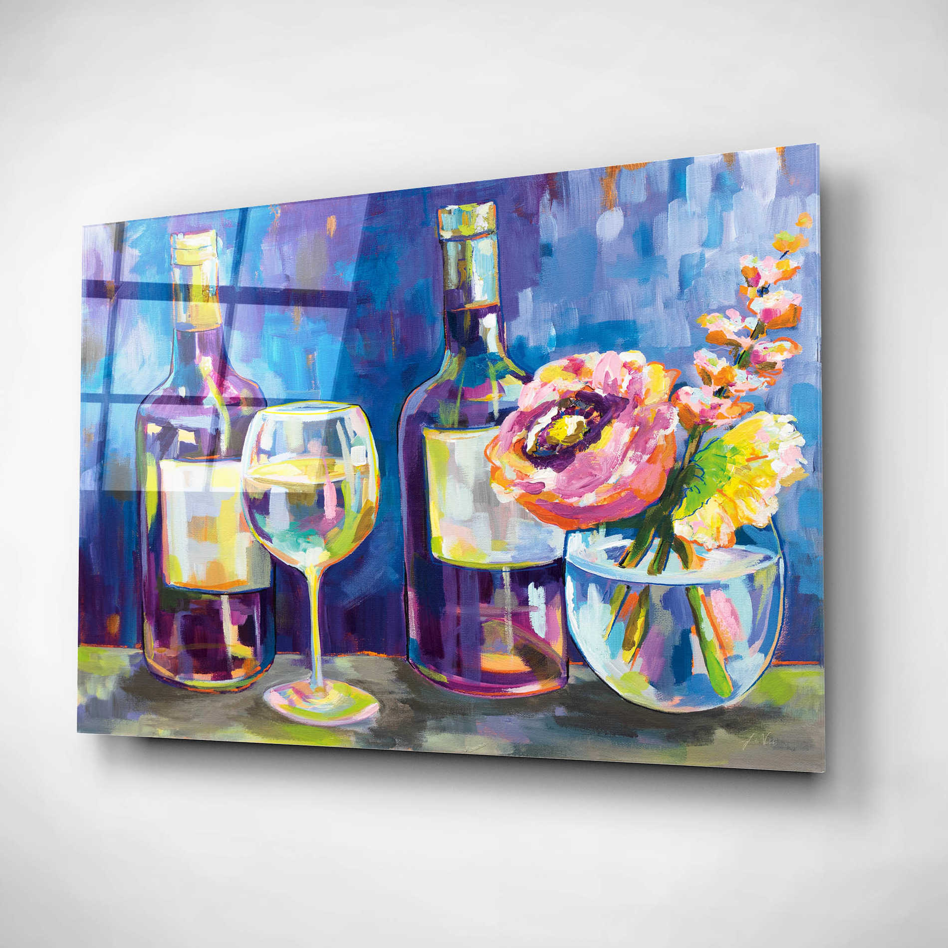 Epic Art 'Floral Party' by Jeanette Vertentes, Acrylic Glass Wall Art,16x12