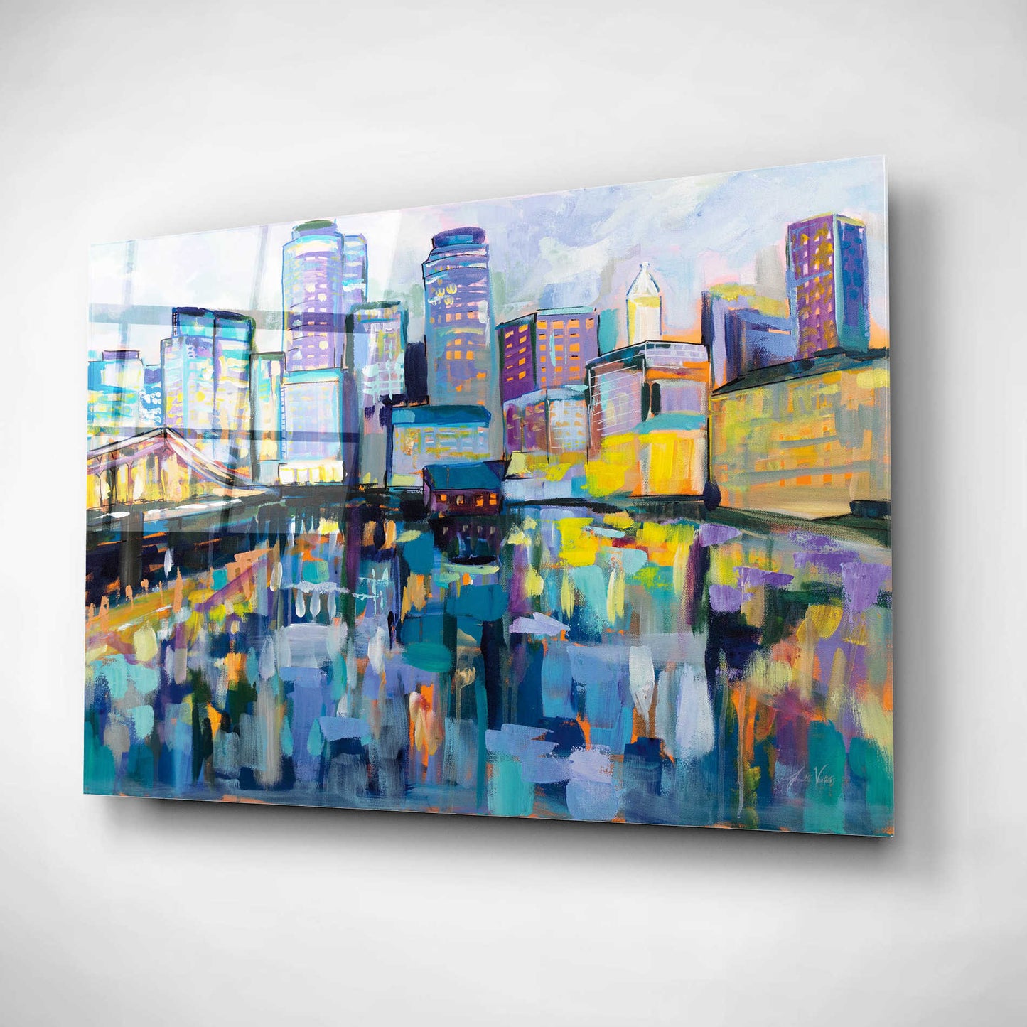 Epic Art 'Boston Harbor' by Jeanette Vertentes, Acrylic Glass Wall Art,24x16