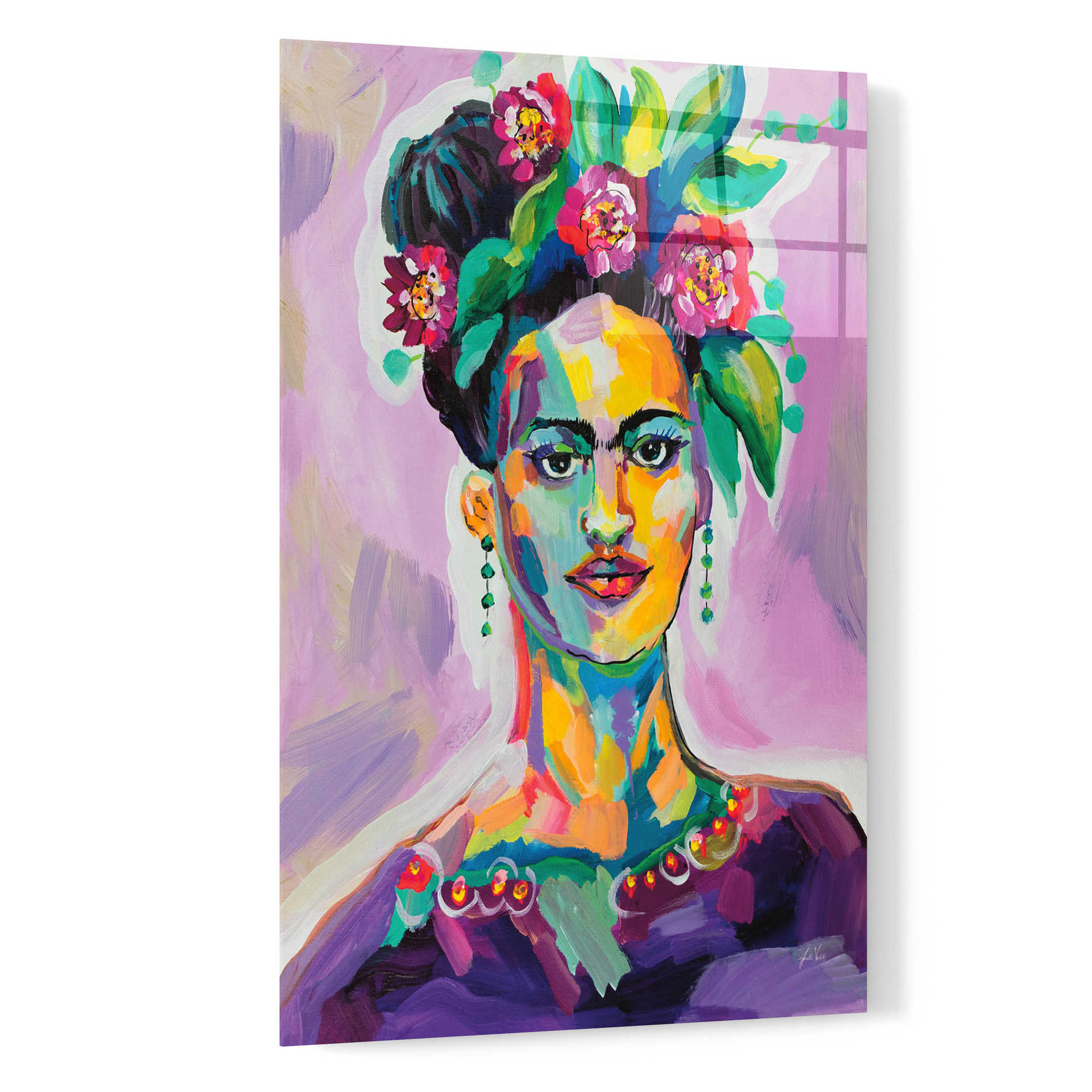 Epic Art 'Frida' by Jeanette Vertentes, Acrylic Glass Wall Art,16x24