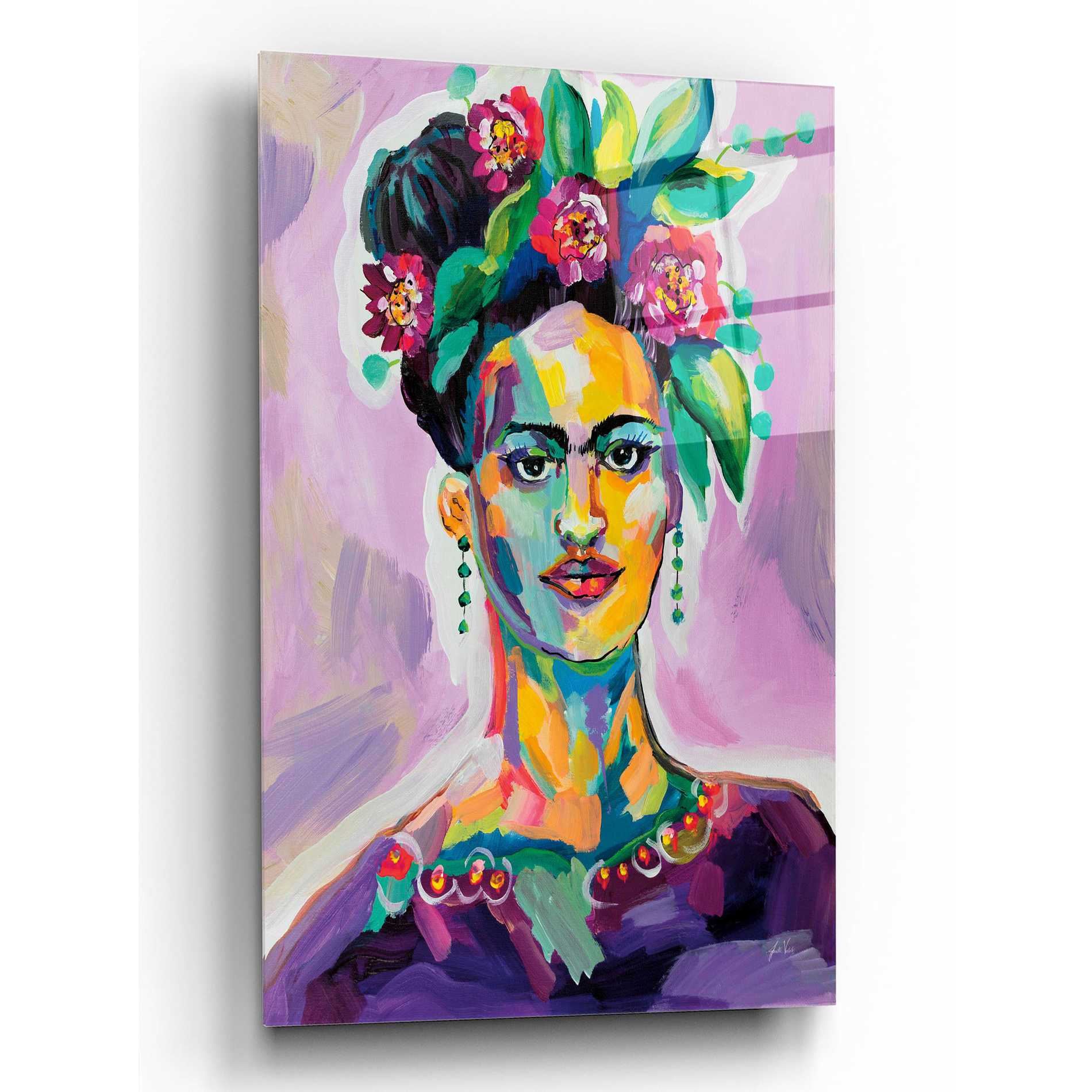 Epic Art 'Frida' by Jeanette Vertentes, Acrylic Glass Wall Art,16x24