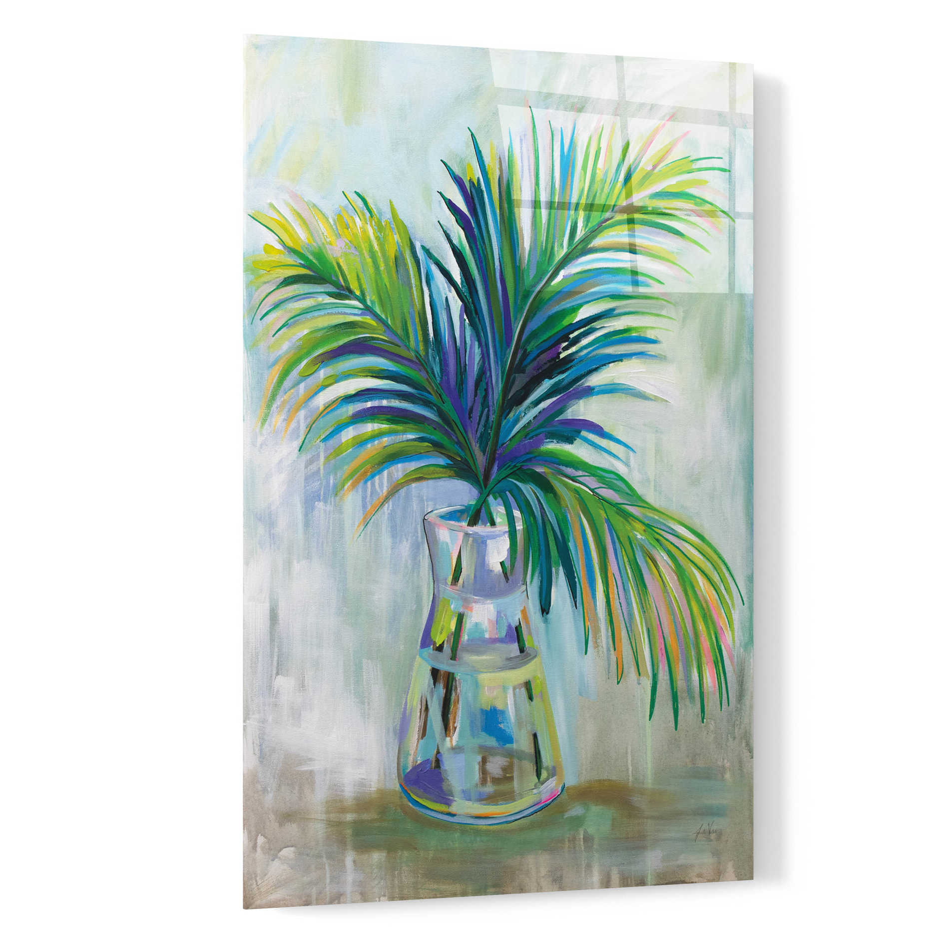 Epic Art 'Palm Leaves I' by Jeanette Vertentes, Acrylic Glass Wall Art,16x24