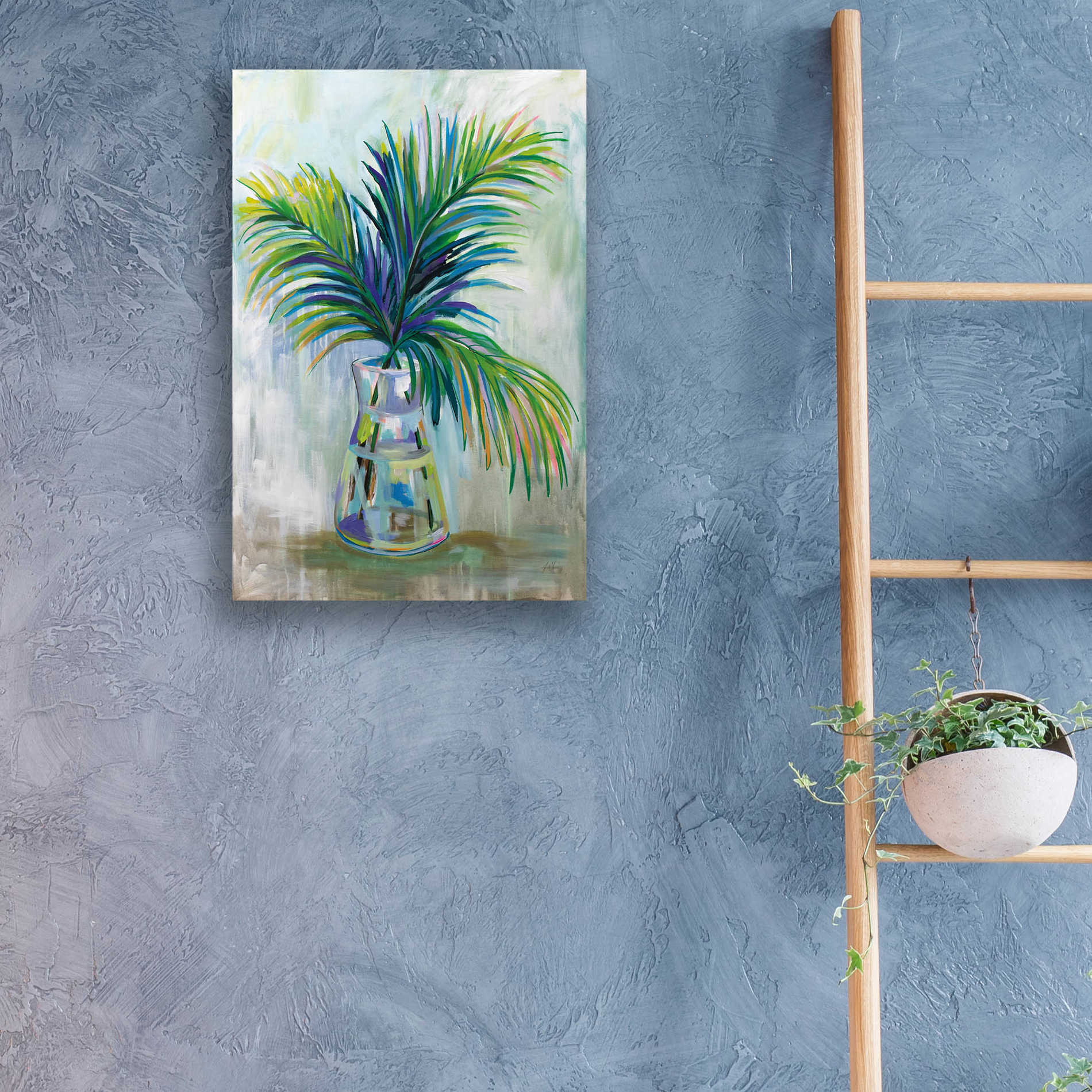 Epic Art 'Palm Leaves I' by Jeanette Vertentes, Acrylic Glass Wall Art,16x24